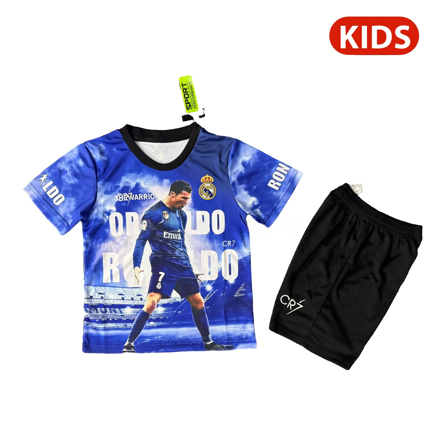 Cristiano Ronaldo Real Madrid 2017-18 Away Career Commemorative Kids Kit - ManixJersey