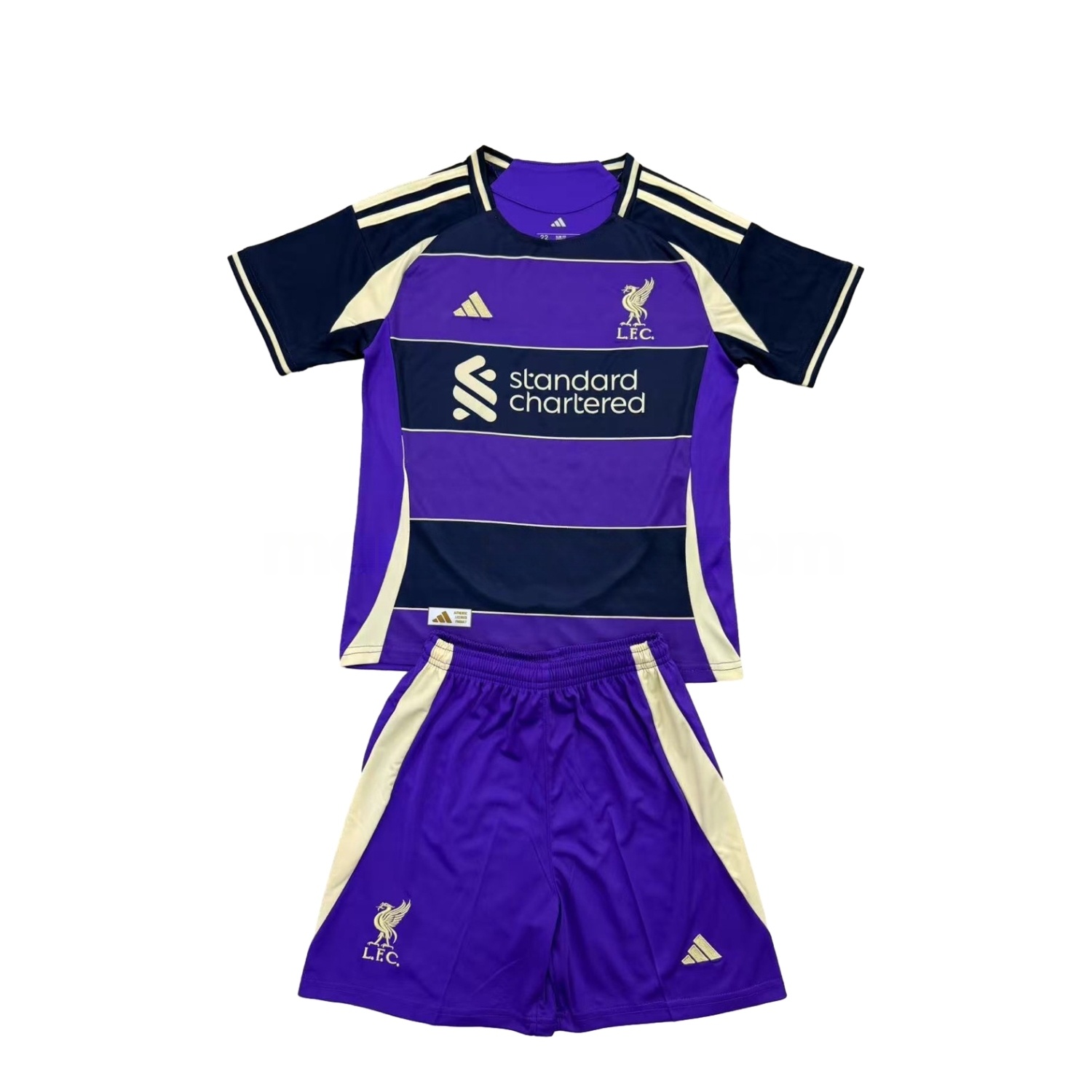 Liver.pool 25-26 Purple Dark Blue Horizontal Stripes Concept Men's Adult Jersey Set - Fans Version - ManixJersey