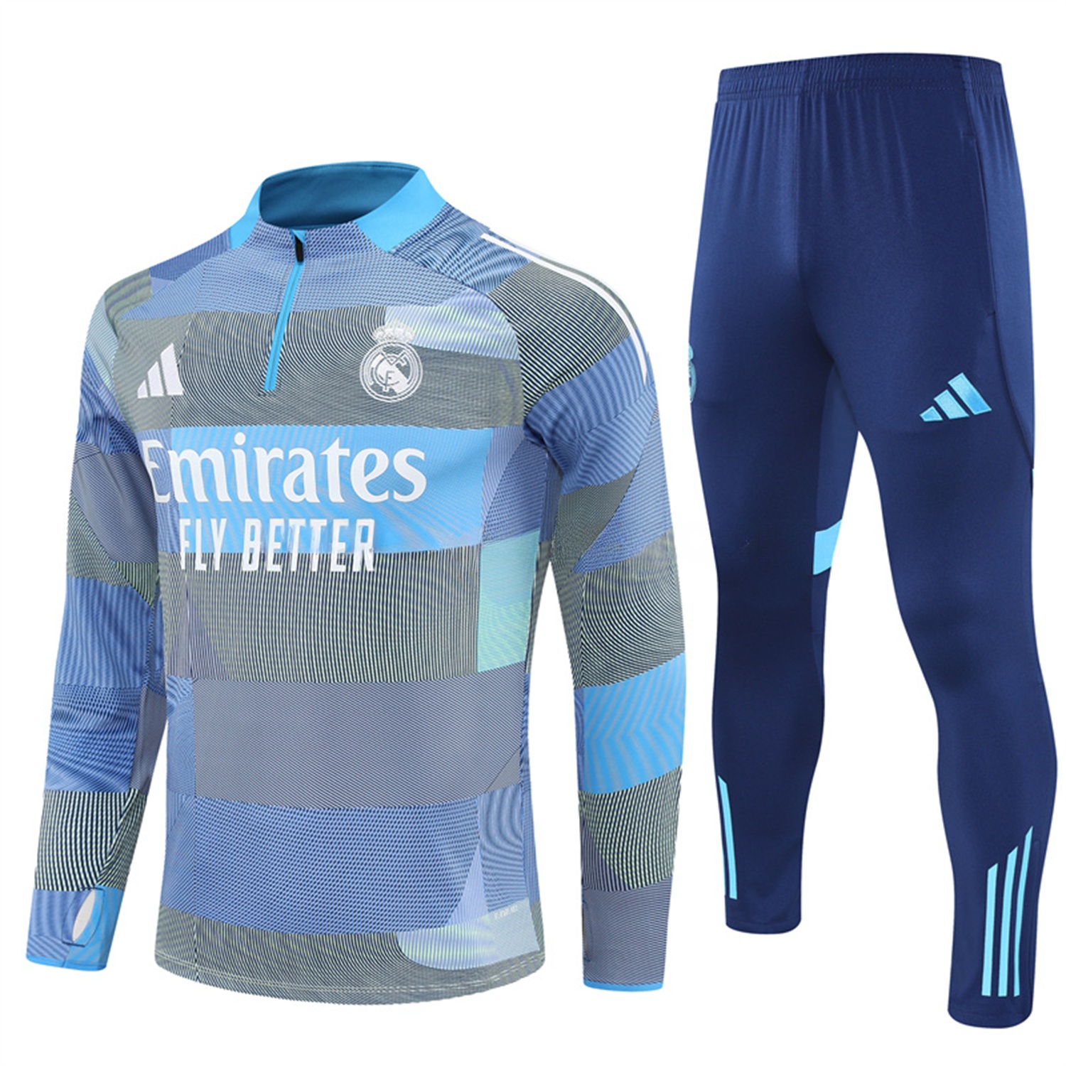 Real Madrid 25-26 Long Sleeves Training Set - Blue-Gray Camouflage Top & Blue Pants - ManixJersey