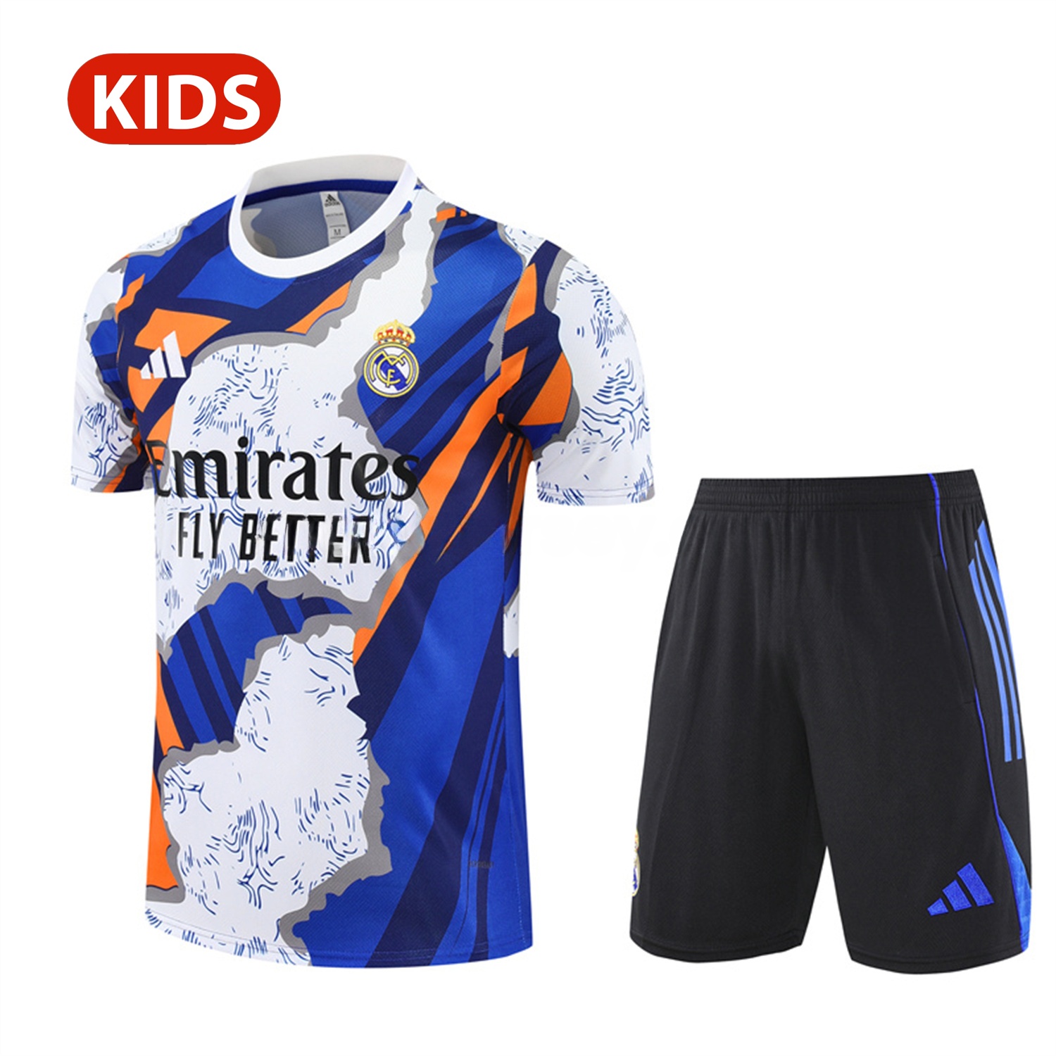 Real Madrid 25-26 Kid Short-Sleeve Training Set - CamouflageTop & Black Shorts - ManixJersey