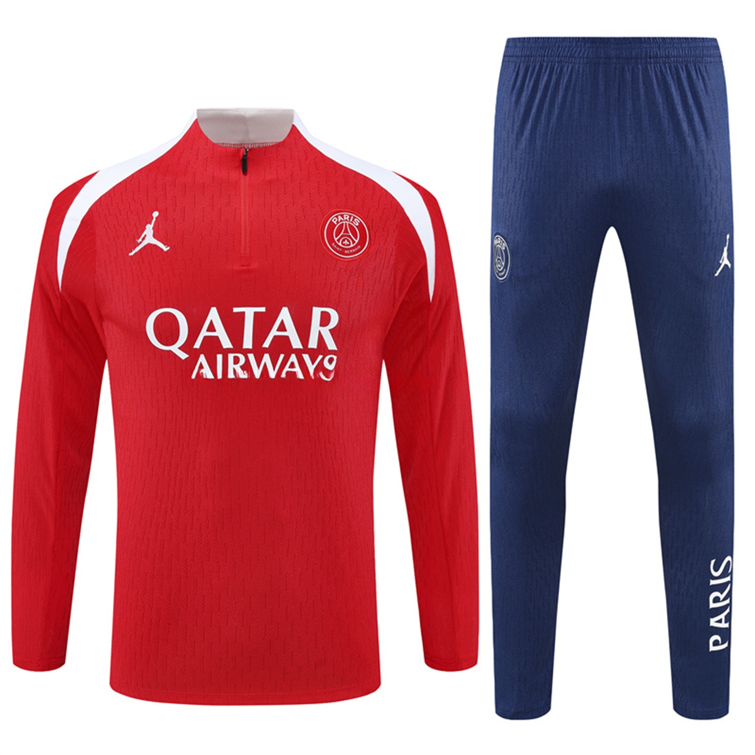 Paris Saint-Germain PSG 25-26 Long Sleeves Training Set - Red Top & Royal Blue Pants - ManixJersey