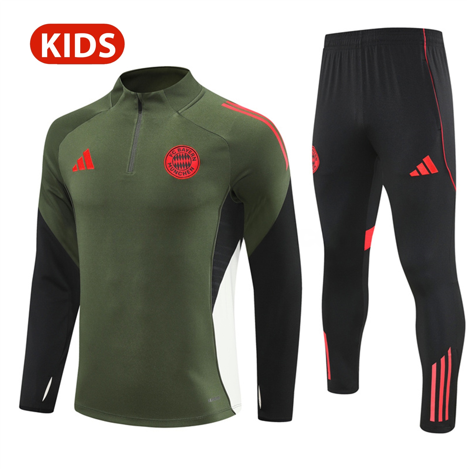 Bayern Munich 25-26 Kid Long Sleeves Training Set - Green Top & Black Pants - ManixJersey
