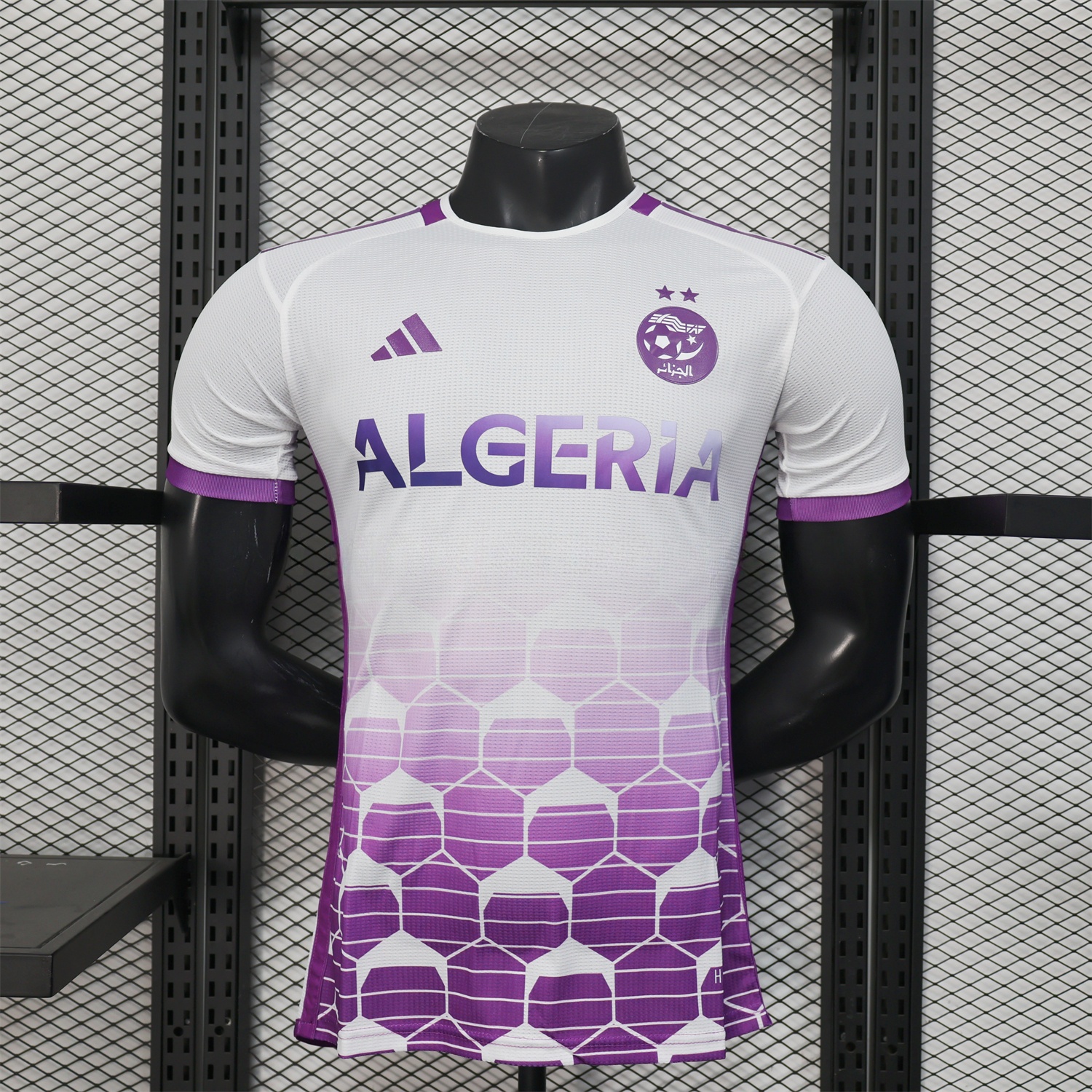 Algeria 25-26 White Purple Gradient with Hexagonal Pattern Jersey - Player Version - ManixJersey