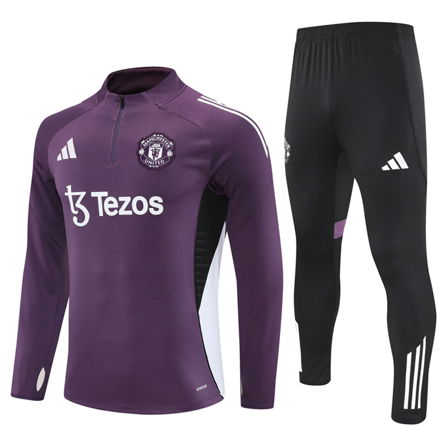 Manchester United 25-26 Long Sleeves Training Set - Purple Top & Black Pants - ManixJersey