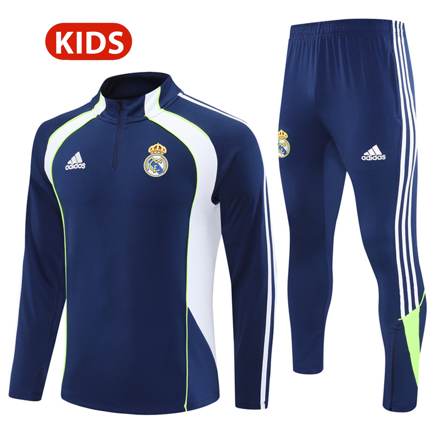 Real Madrid 25-26 Kids Long Sleeve Training Set - Throwback Royal Blue Top and Pants - ManixJersey