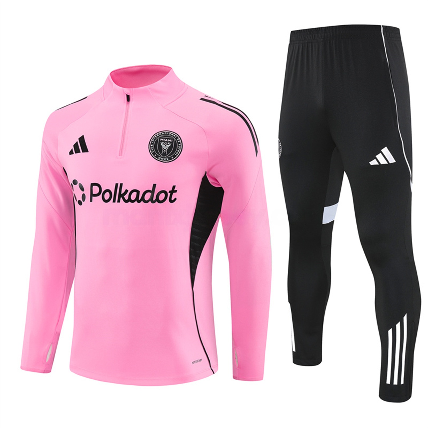 INT M.A.M 25-26 Long Sleeves Training with Black Sponsors Set - Pink Top & Black Pants - ManixJersey