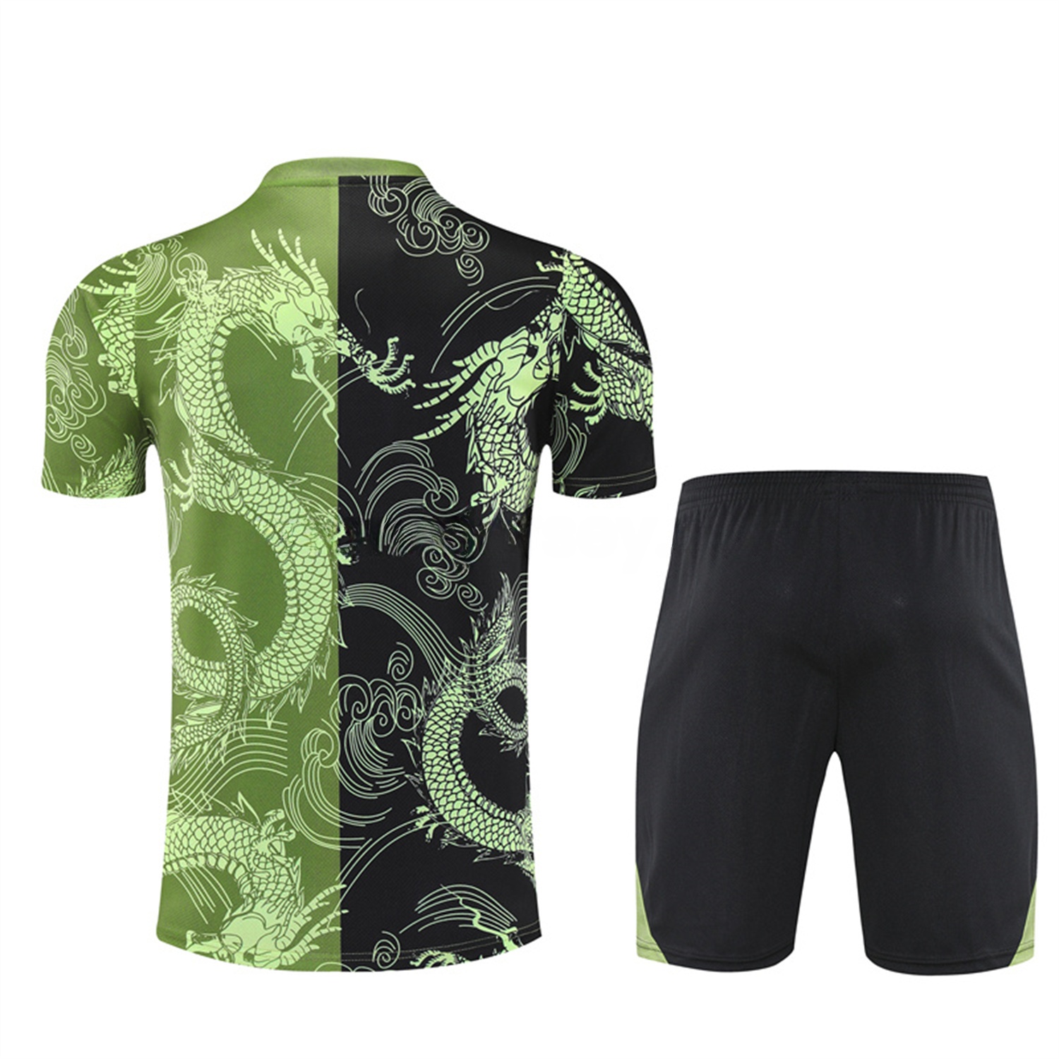 Real Madrid 25-26 Kid Short-Sleeve Training Set - Green Black Top & Black Shorts - ManixJersey