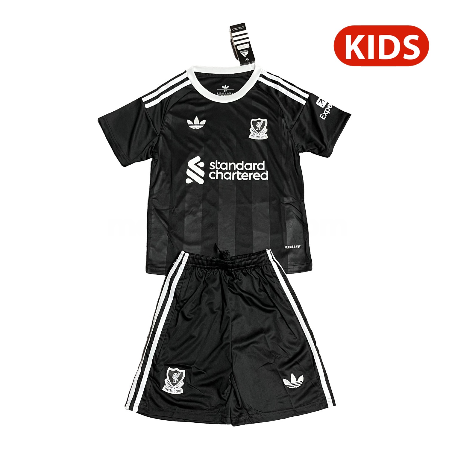 Liver.pool 25-26 Trefoil Black Goalkeeper Kids Kit - ManixJersey