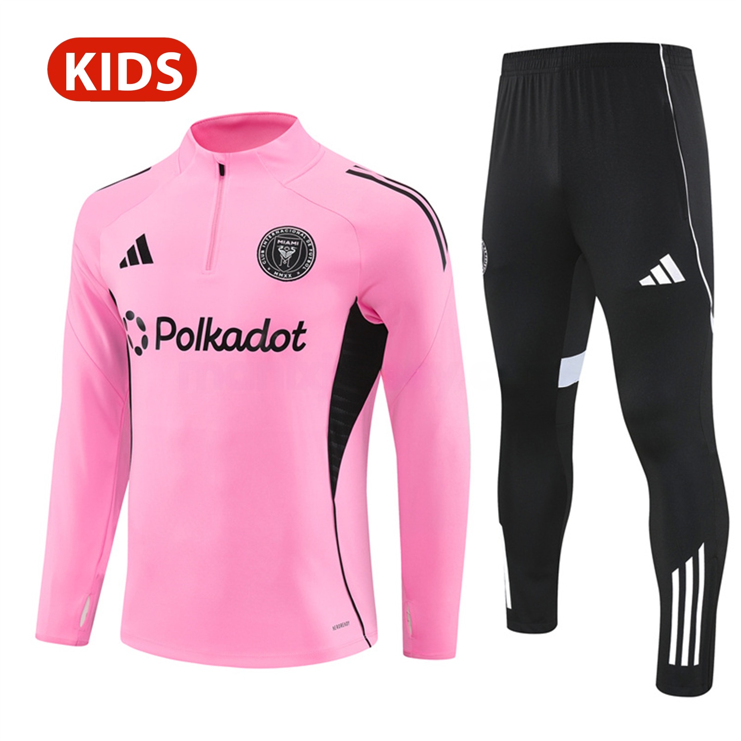 INT M.A.M 25-26 Kid Long Sleeves Training Set - Pink Top & Black Pants - ManixJersey
