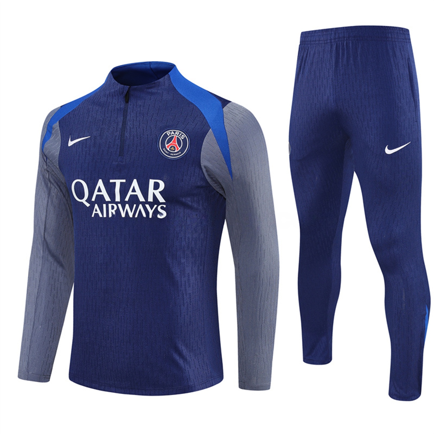 Paris Saint-Germain PSG 25-26 Long Sleeves Training Set - Royal Blue Gray Sleeves Top & Royal Blue Pants - ManixJersey