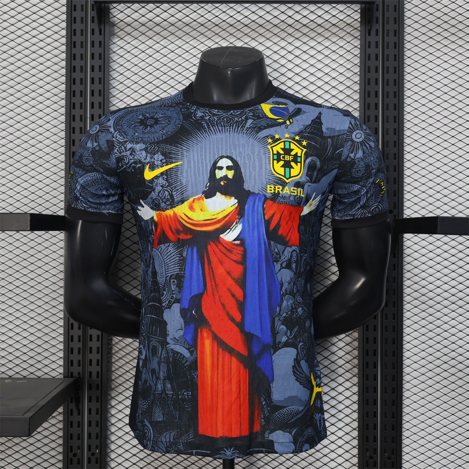 Brazil 25-26 Colorful Jesus Statue Special Black Jersey - Player Version - ManixJersey