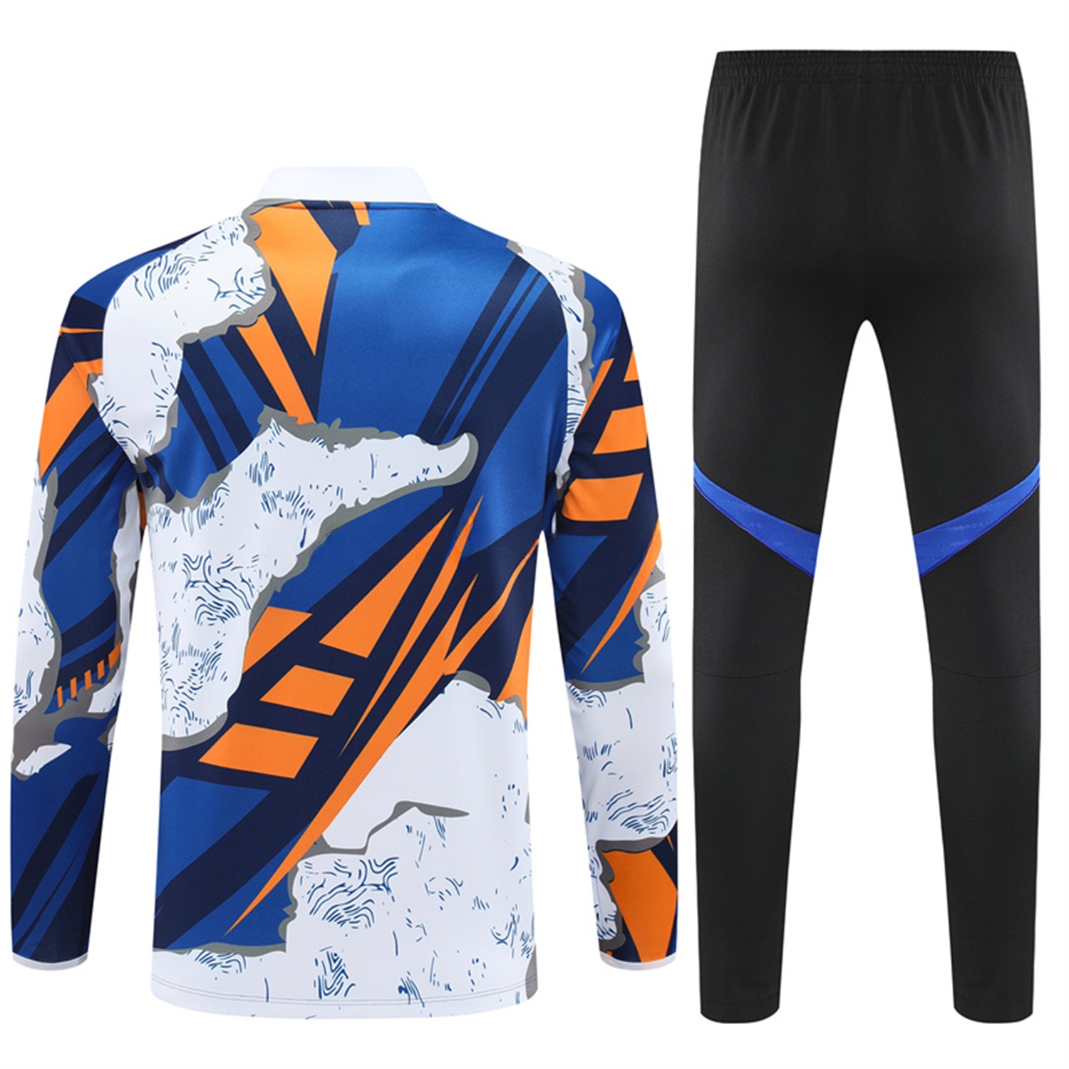 Real Madrid 25-26 Kids Long Sleeve Training Set - Yellow, White and Blue Camouflage Top and Black Pants - ManixJersey