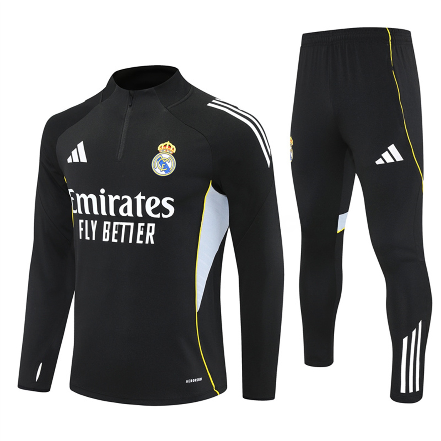 Real Madrid 25-26 Long Sleeves Training Set - Black Top & Black Pants - ManixJersey