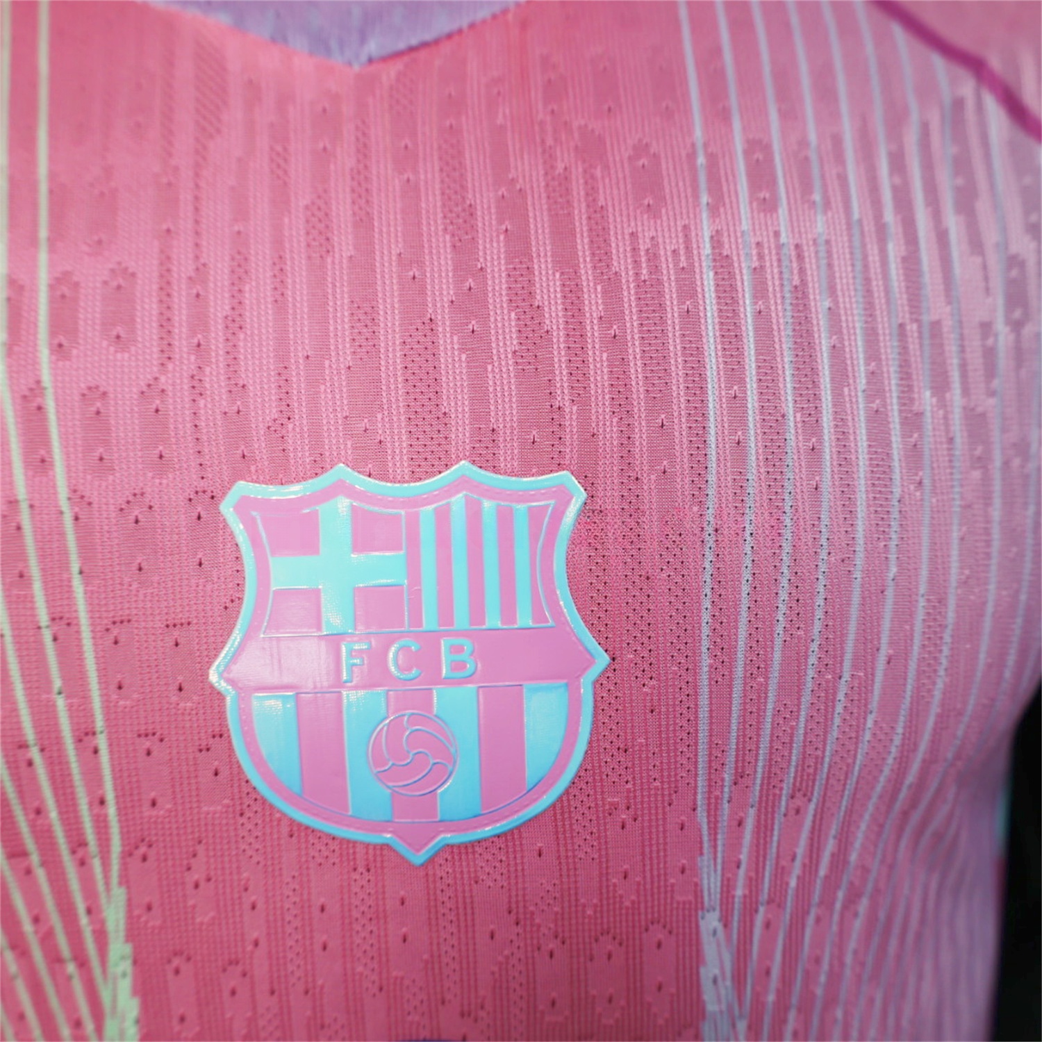 B.A.R.S.A 25-26 Pink and Light Blue Stripes Jersey - Player Version - ManixJersey