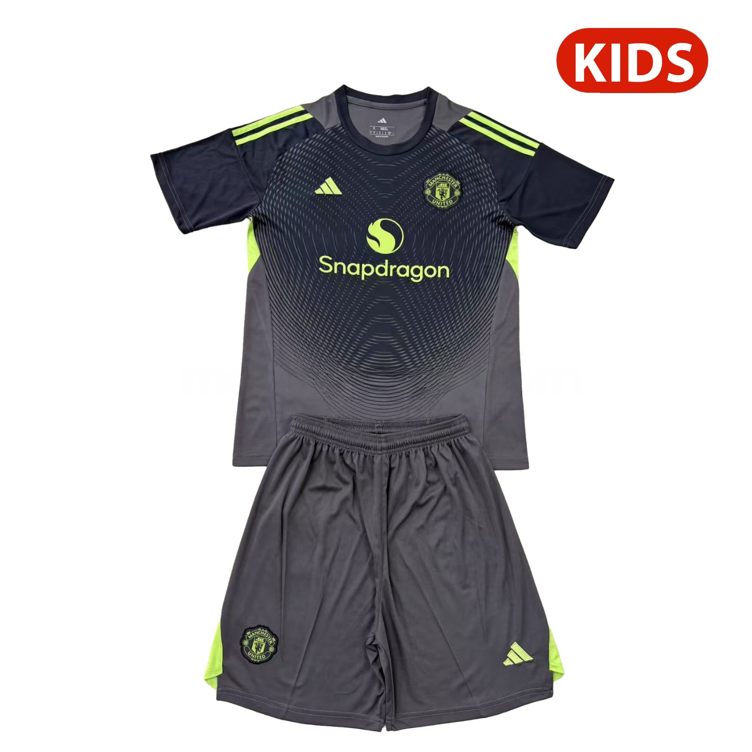 Manchester United 25-26 Grey Black Goalkeeper Kids Kit - ManixJersey