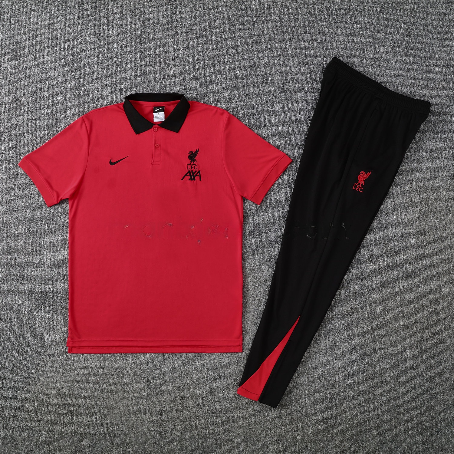 Liver.pool 25-26 POLO Short-Sleeve Training Set - Red Top and Black Pants - ManixJersey