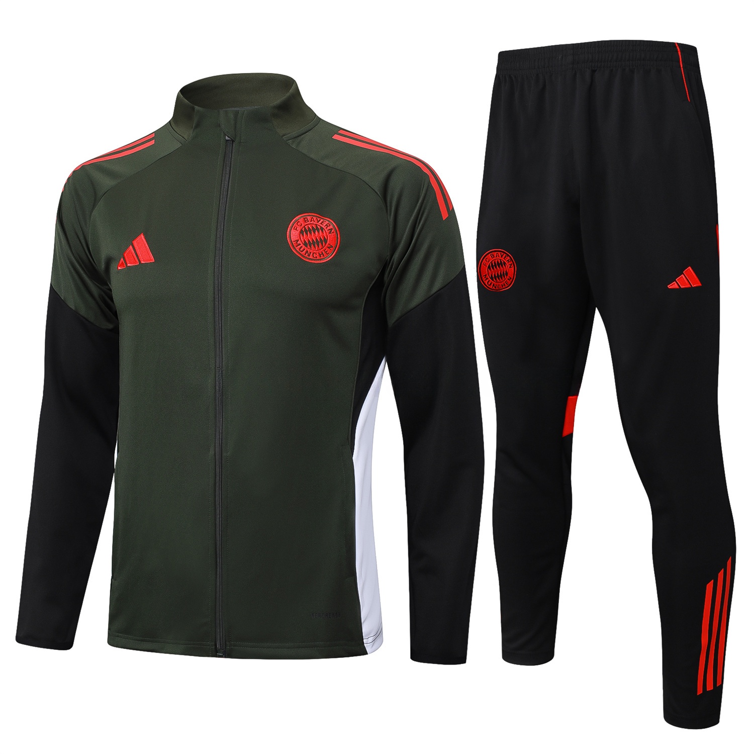 Bayern Munich 25-26 Jacket Training Tracksuit - Army Green Top and Black Pants - ManixJersey