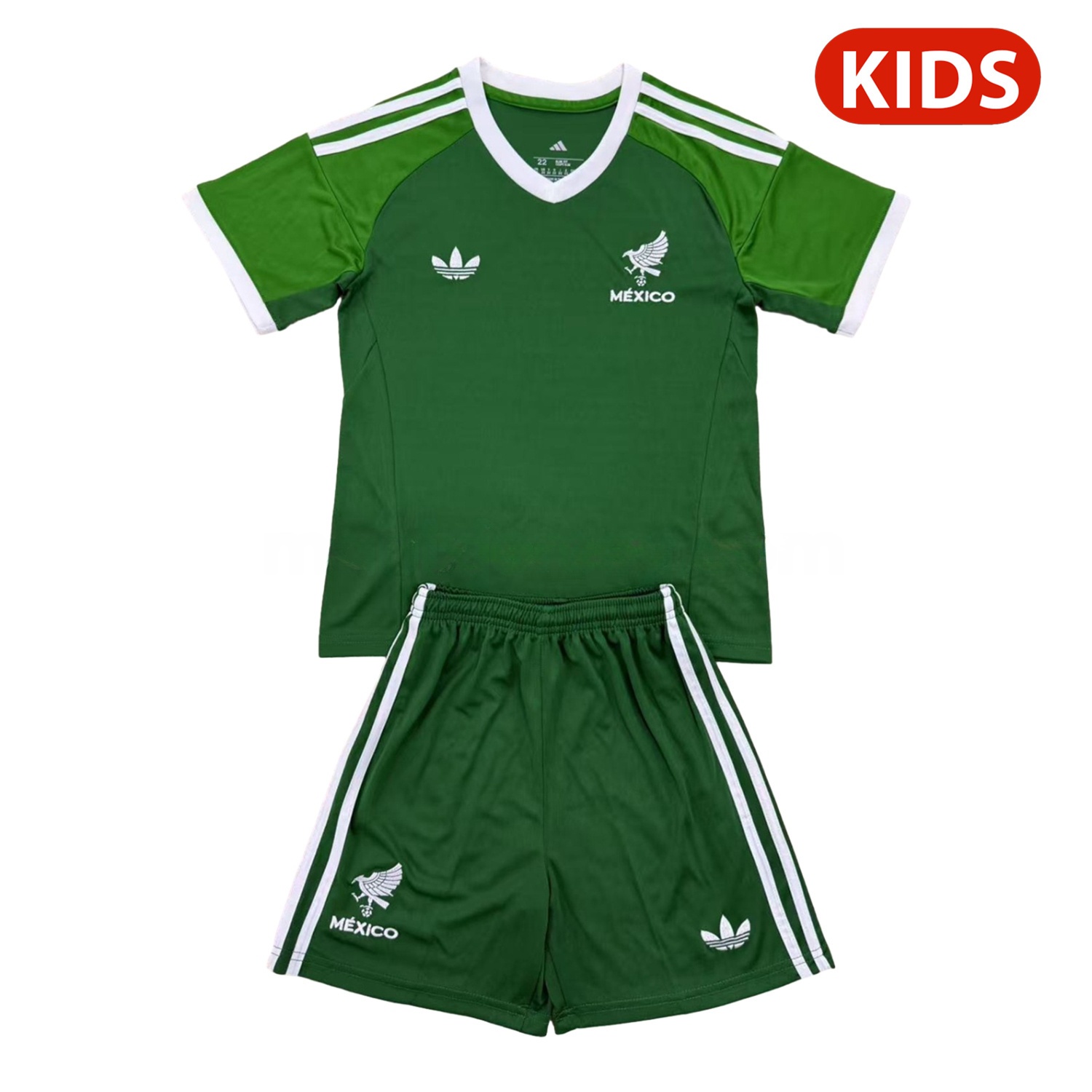 Mexico 2025 Throwback Trefoil Green Goalkeeper Kids Kit - ManixJersey