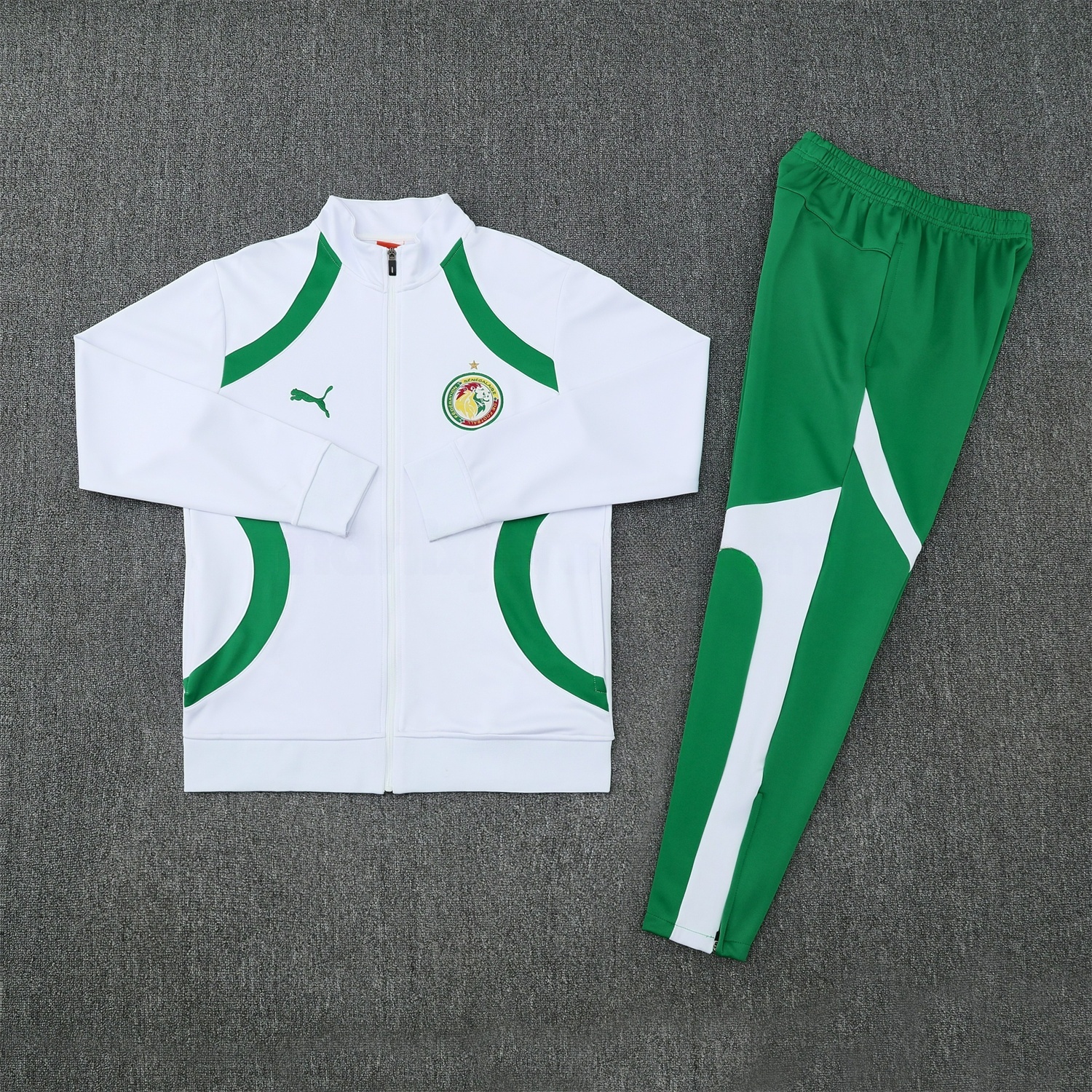 Senegal 25-26 Jacket Training Tracksuit - White Jackets & Green Pants - ManixJersey