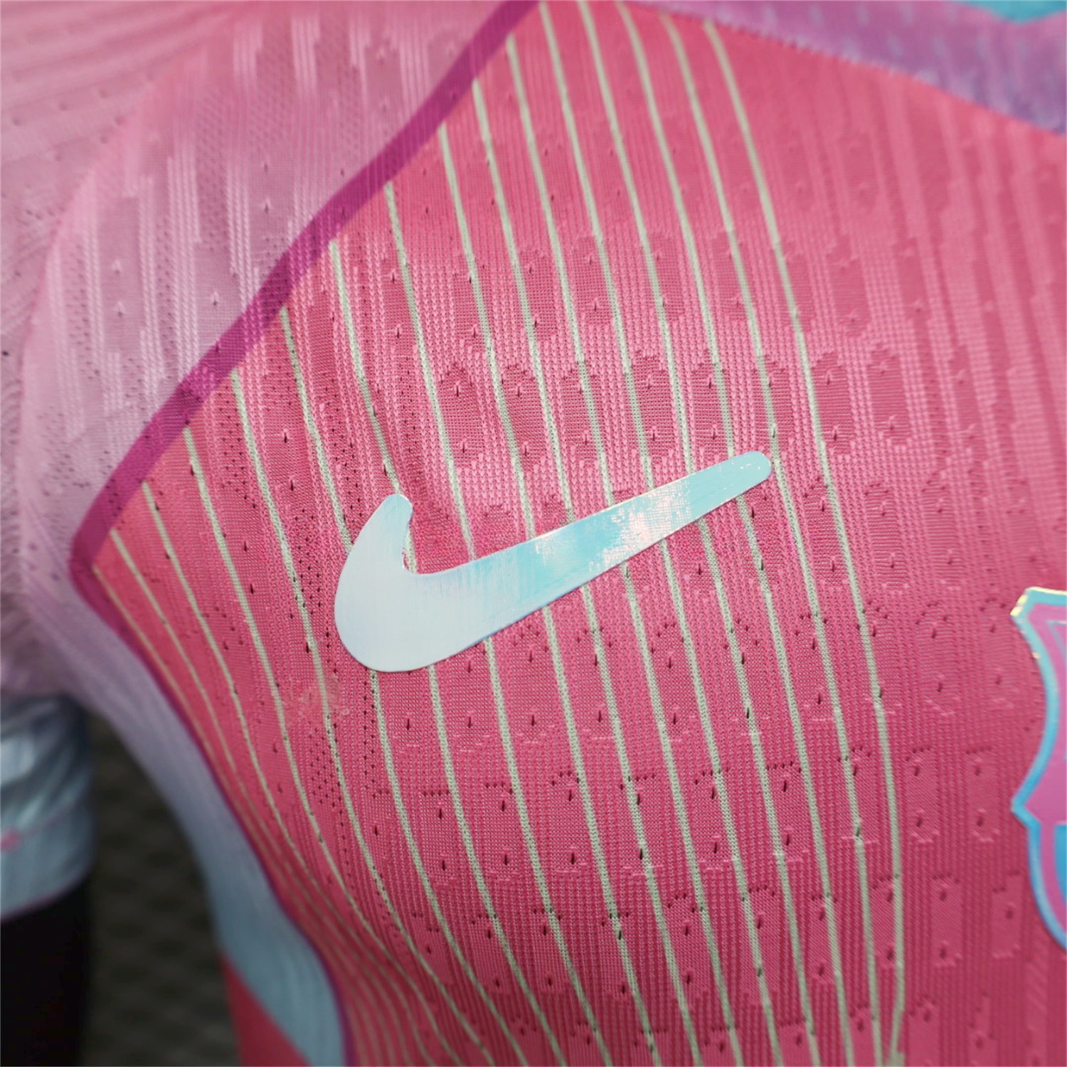 B.A.R.S.A 25-26 Pink and Light Blue Stripes Jersey - Player Version - ManixJersey