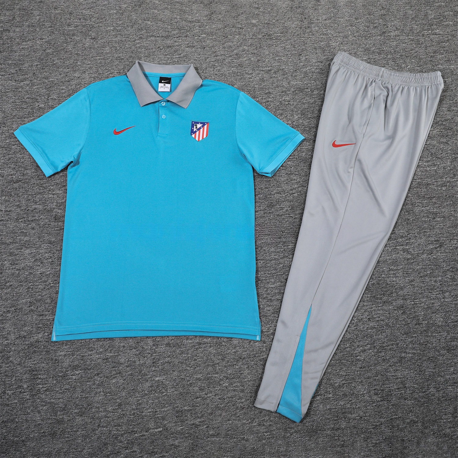 Atletico Madrid 25-26 POLO Short-Sleeve Training Set - Blue Top and Grey Pants - ManixJersey