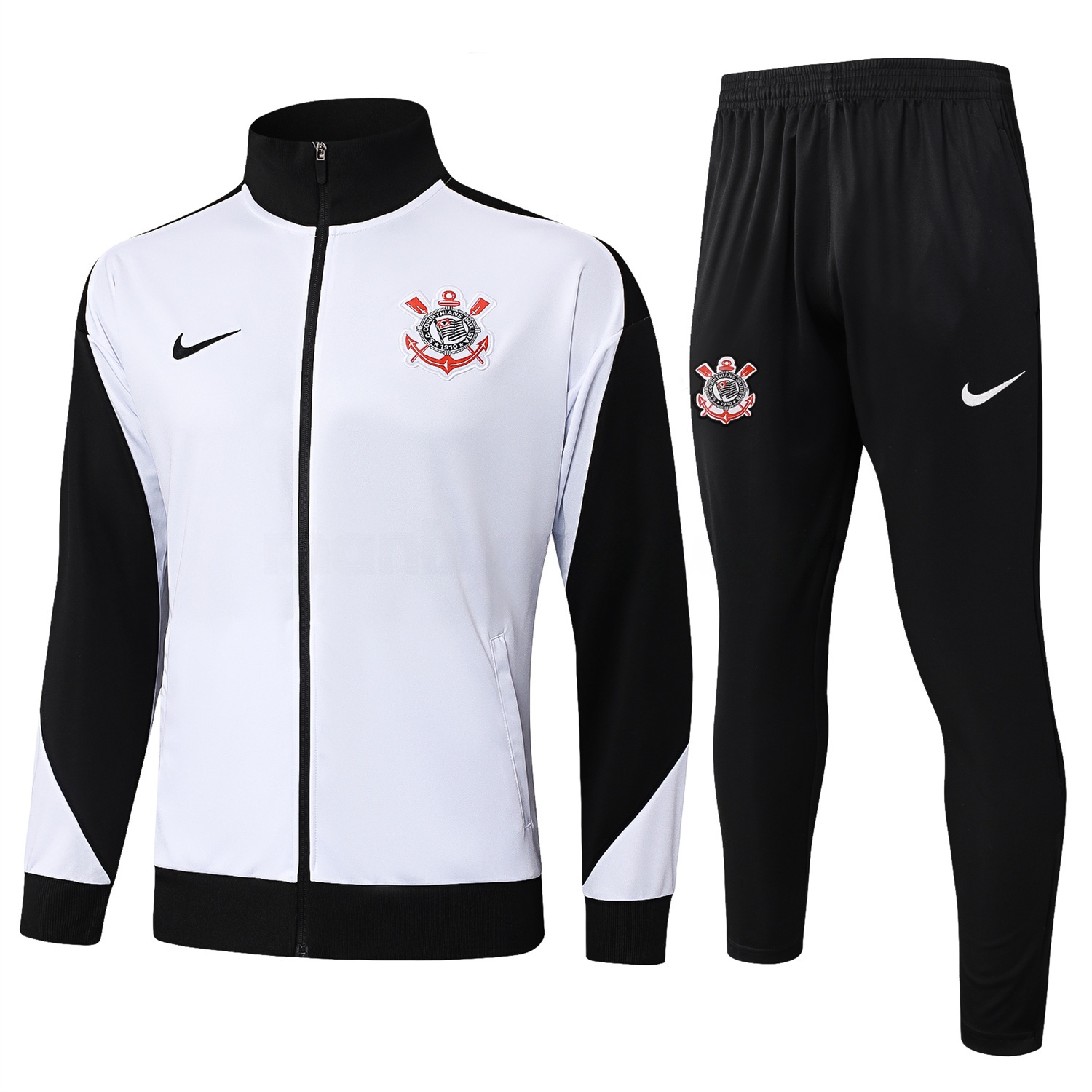 Corinthians 25-26 Jacket Training Tracksuit - White Jackets & Black Pants - ManixJersey