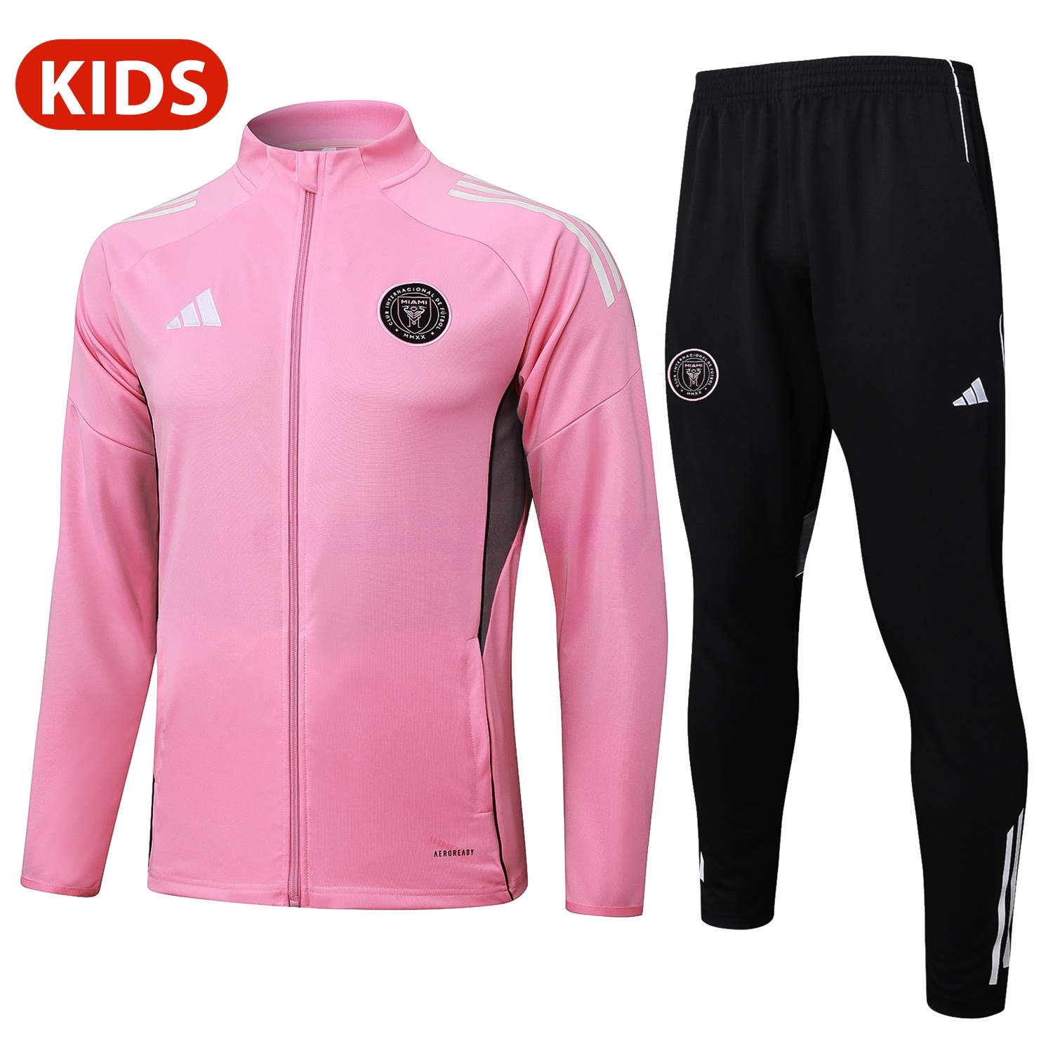 Kids INT M.A.M 25-26 Kids Jacket Training Tracksuit - Pink Top and Black Pants - ManixJersey