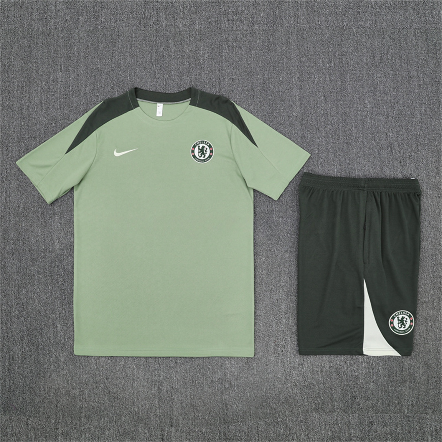 C.H.E.L.S.E.A 25-26 Short-Sleeve Training Set - Light Green Top & Army Green Shorts - ManixJersey