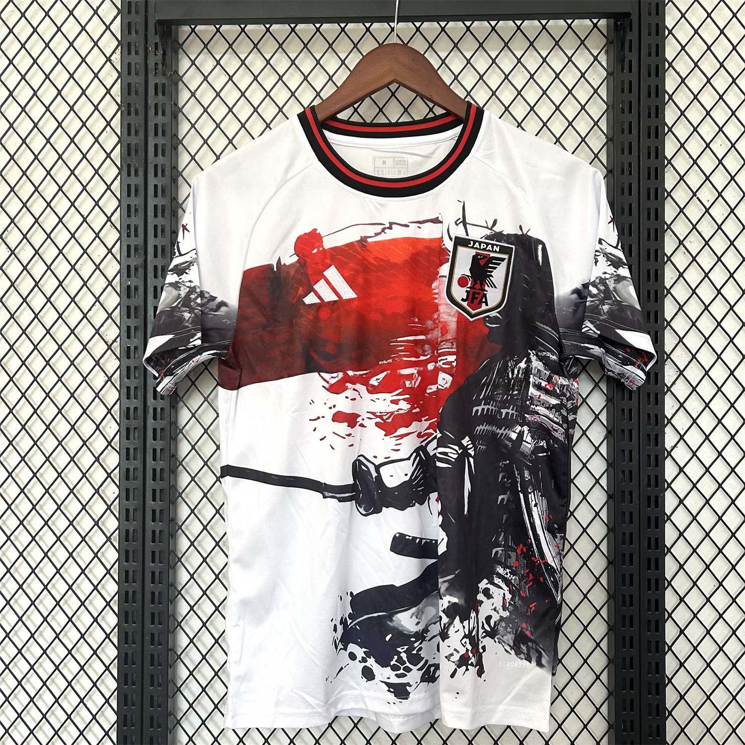 Japan 25-26 Black Samurai Silhouette White Jersey - Fans Version - ManixJersey