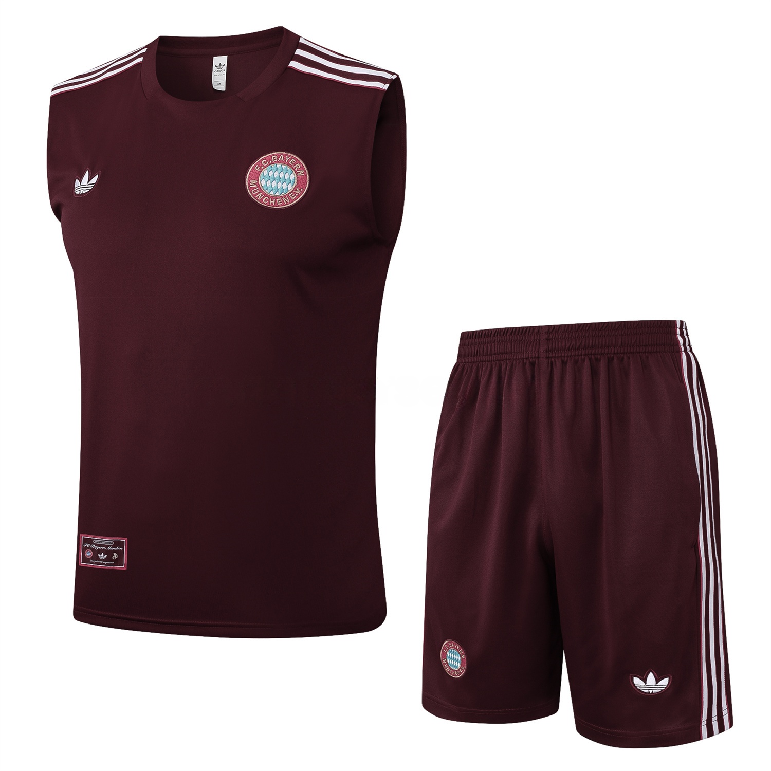 Bayern Munich 25-26 Throwback Trefoil Vest Training Set - Deep Red - ManixJersey