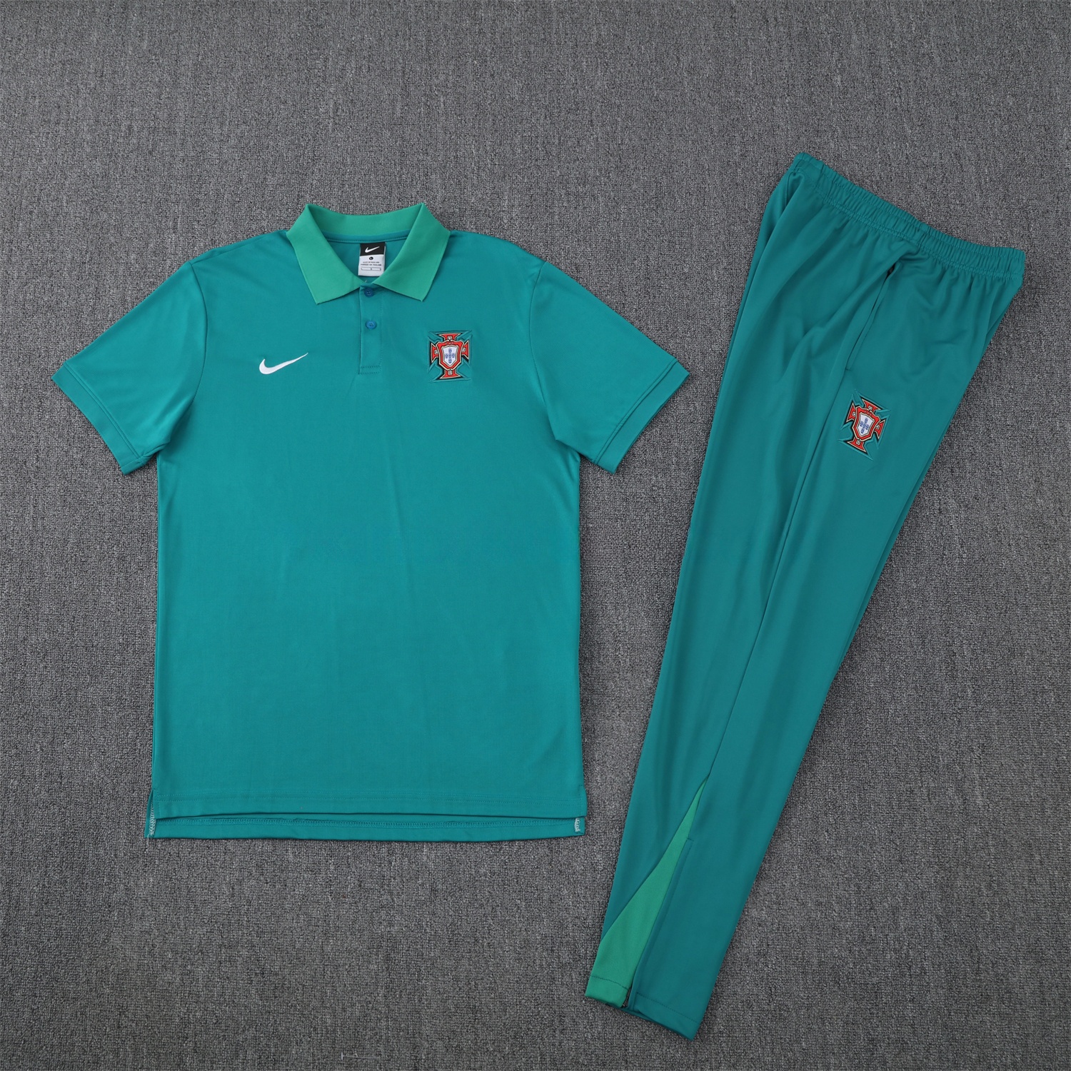 Portugal 25-26 POLO Short-Sleeve Training Set - Blue Green Top and Pants - ManixJersey