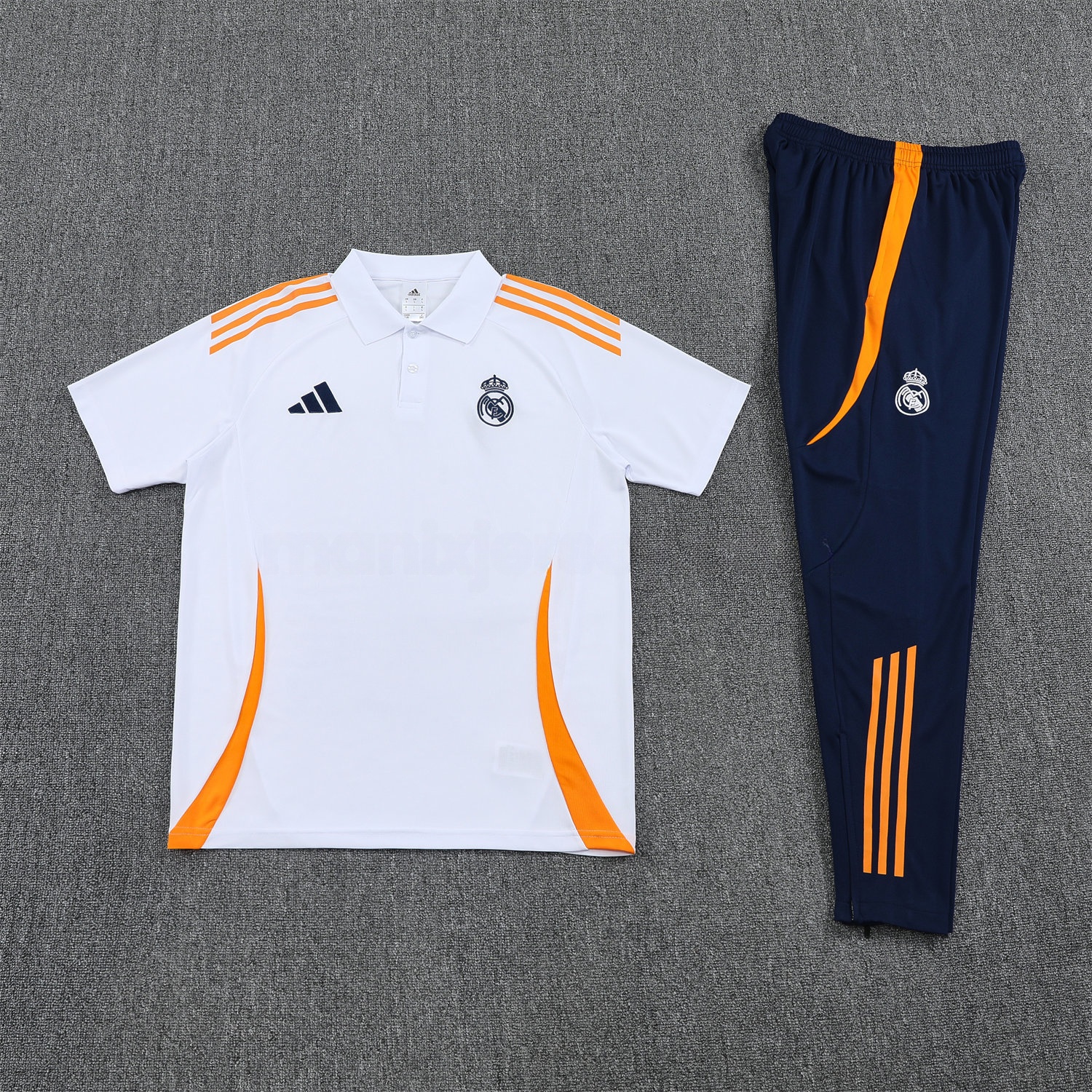 Real Madrid 25-26 POLO Short-Sleeve Training Set - White Top and Deep Blue Pants - ManixJersey