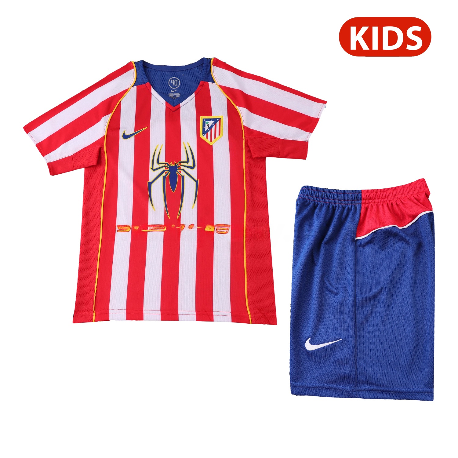 Retro Atletico Madrid 2004-05 Home S.p.i.d.e.r M.a.n Special Kids Kit - ManixJersey