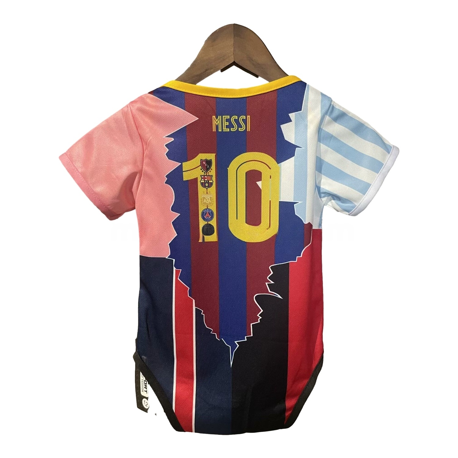 Messi Career Commemorative Baby Crawling Suit - Argentina B.A.R.S.A INT M.A.M Paris Saint-Germain PSG - ManixJersey