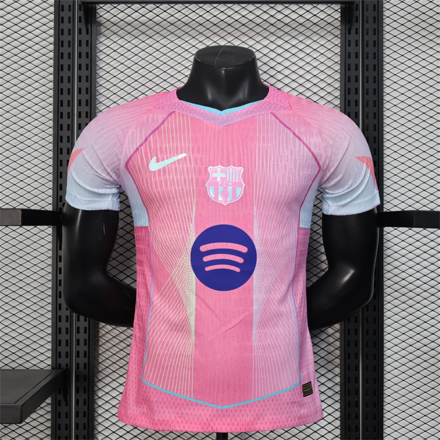 B.A.R.S.A 25-26 Pink and Light Blue Stripes Jersey - Player Version - ManixJersey