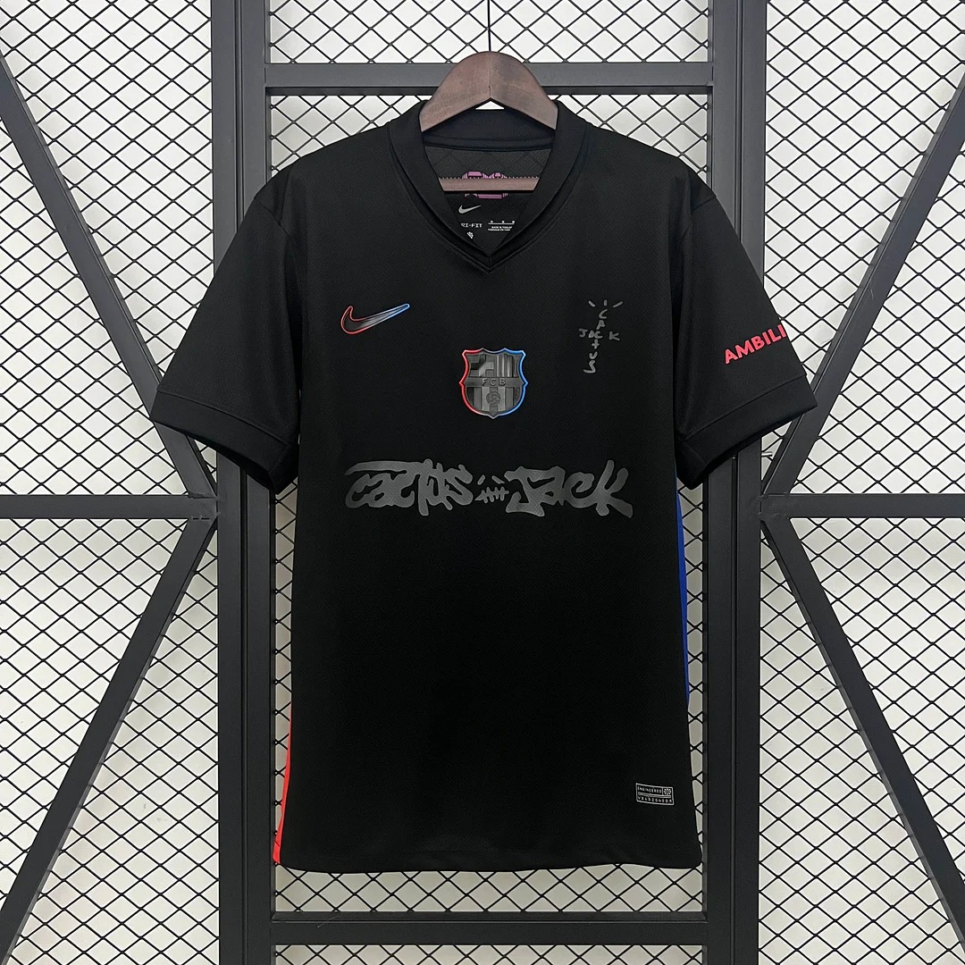 B.A.R.S.A x Travis Scott 24-25 Away Pure Black Jersey - Fans Version - ManixJersey