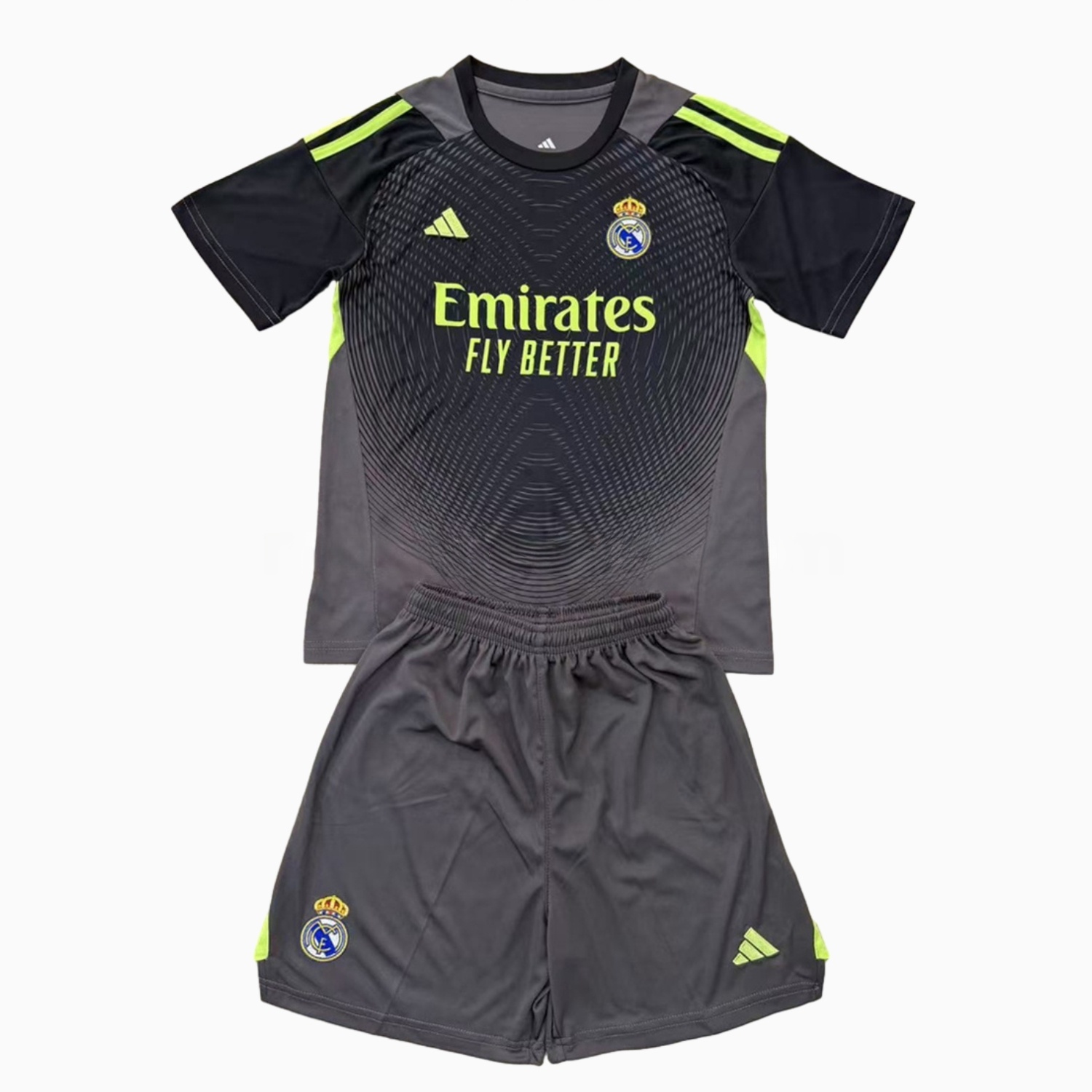 Real Madrid 25-26 Grey Black Goalkeeper Men's Adult Jersey Set - Fans Version - ManixJersey