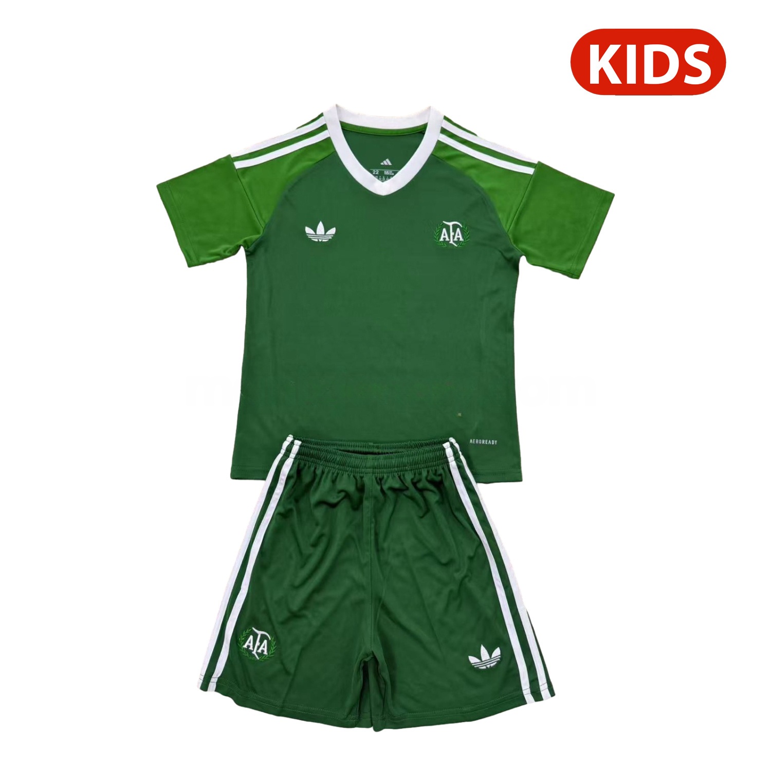 Argentina 25-26 Throwback Trefoil Green Goalkeeper Kids Kit - ManixJersey