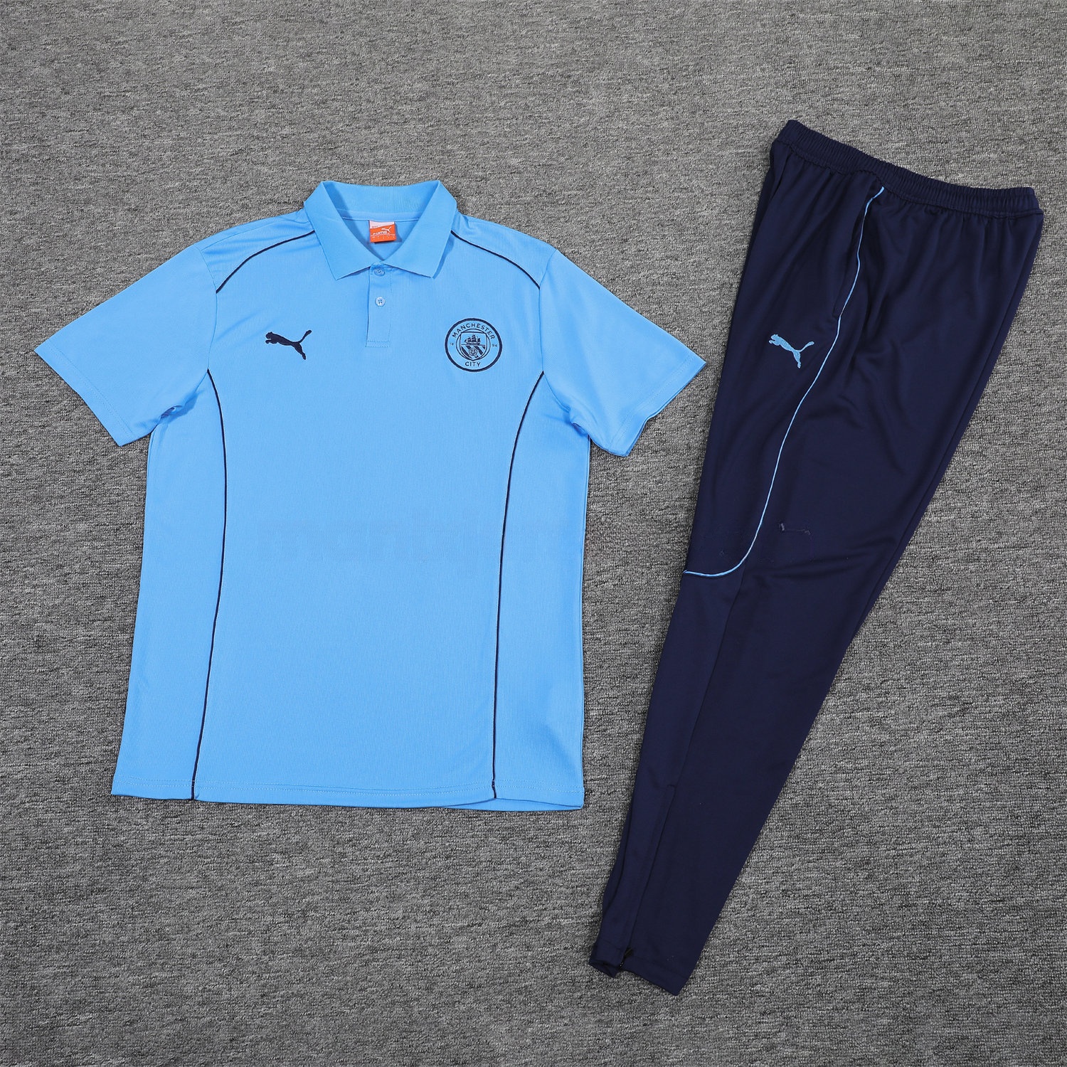 Manchester City 25-26 POLO Short-Sleeve Training Set - Blue Top and Deep Blue Pants - ManixJersey