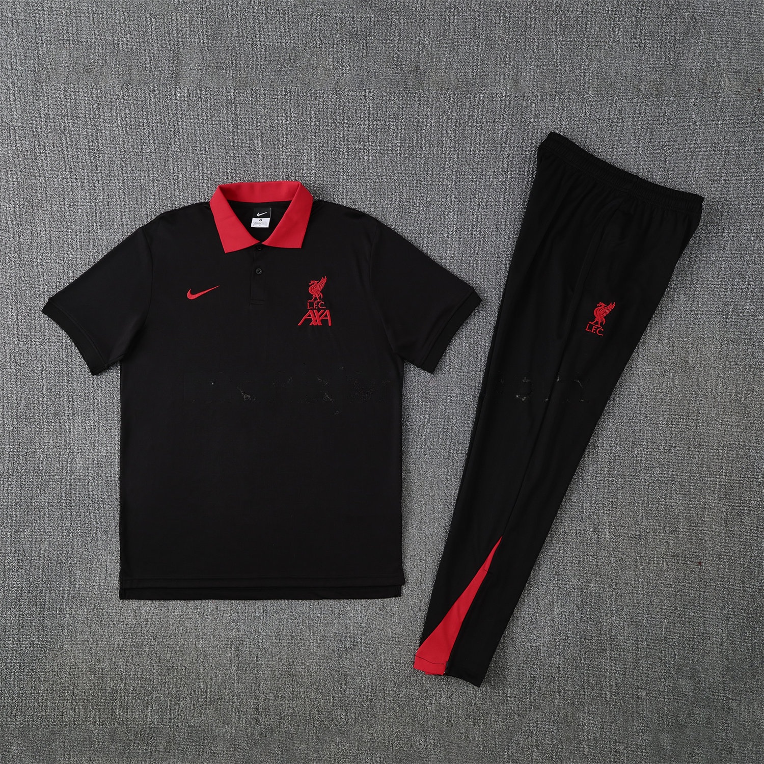 Liver.pool 25-26 POLO Short-Sleeve Training Set - Black Top and Pants - ManixJersey