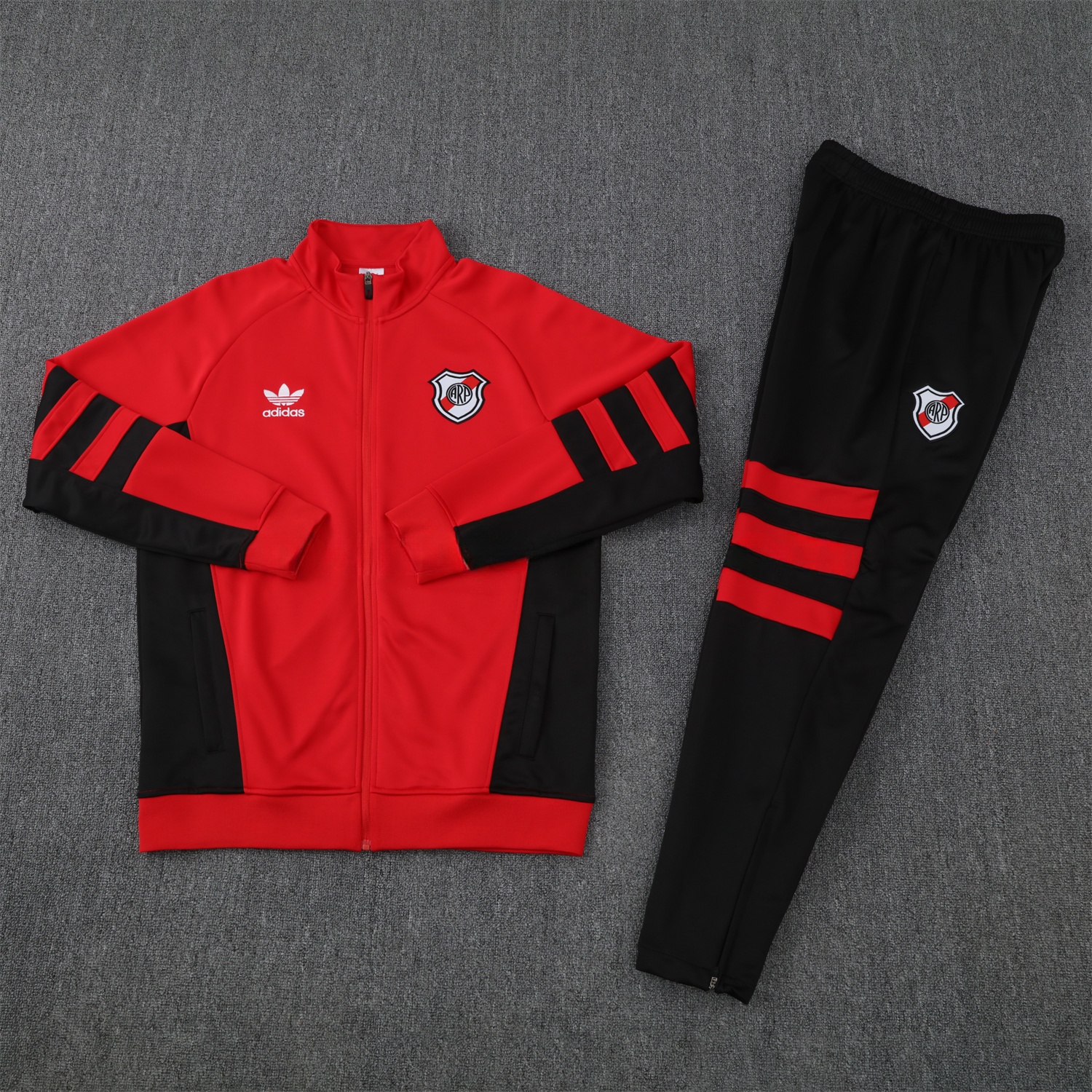 River Plate 25-26 Terrace Jacket Training Tracksuit - Red Jackets & Black Pants - ManixJersey