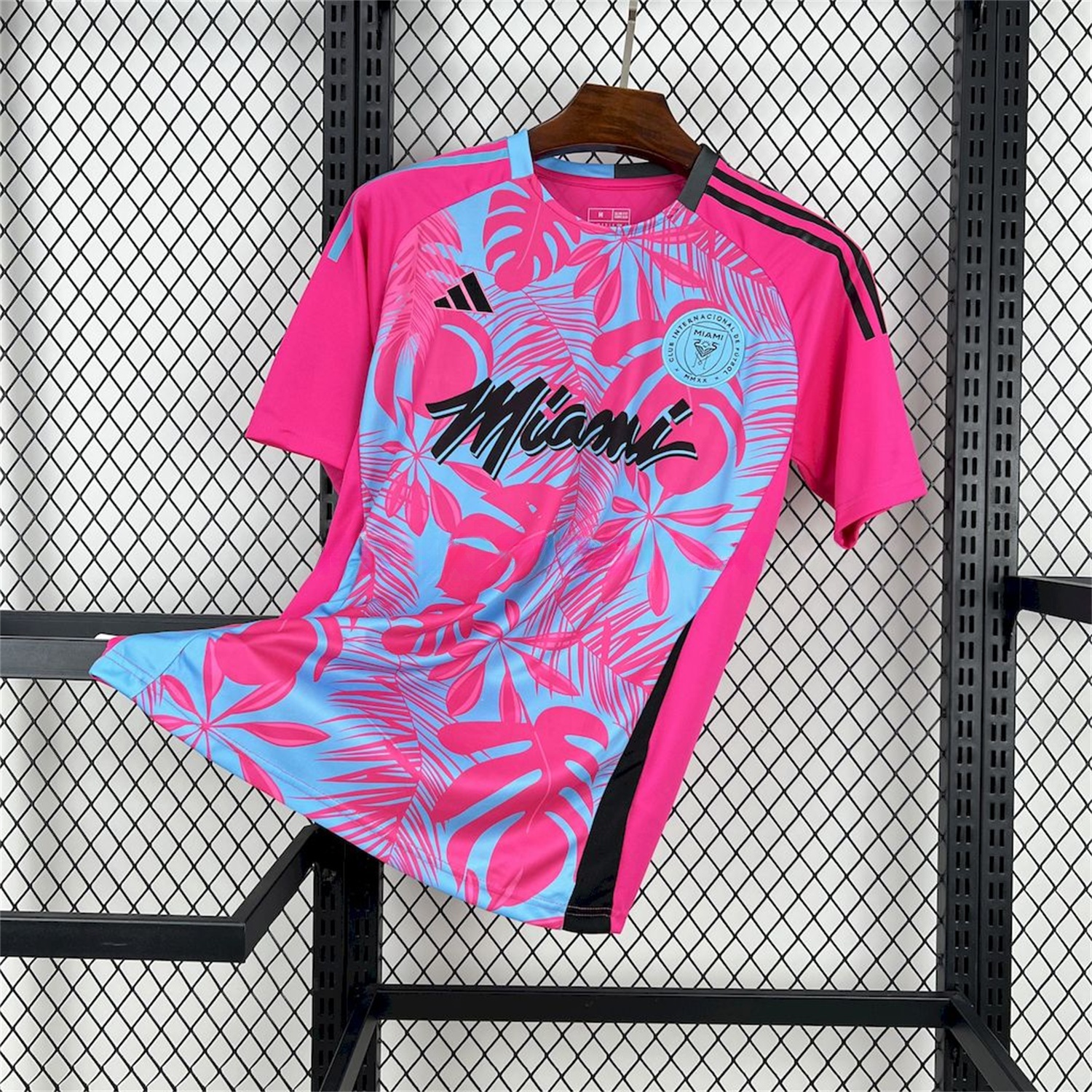 INT M.A.M 25-26 Pink & Blue Coconut Tree Leaves Jersey - Fans Version - ManixJersey