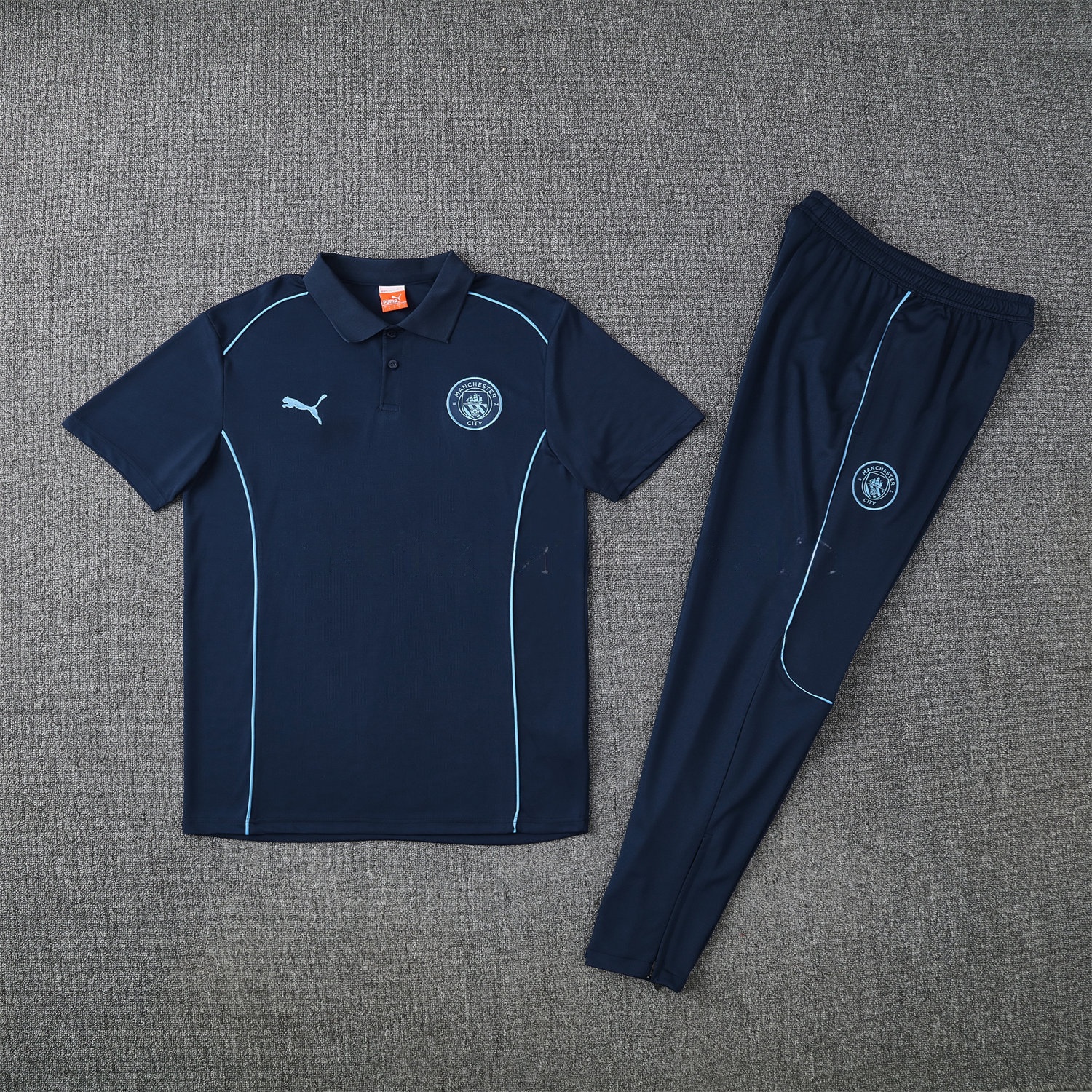 Manchester City 25-26 POLO Short-Sleeve Training Set - Deep Blue Top and Pants - ManixJersey
