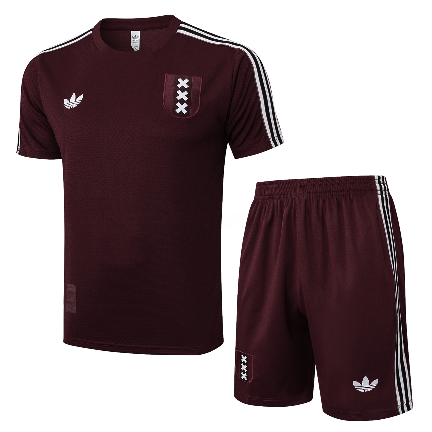 Ajax 25-26 Throwback Trefoil Short-Sleeve Training Set - Deep Red - ManixJersey