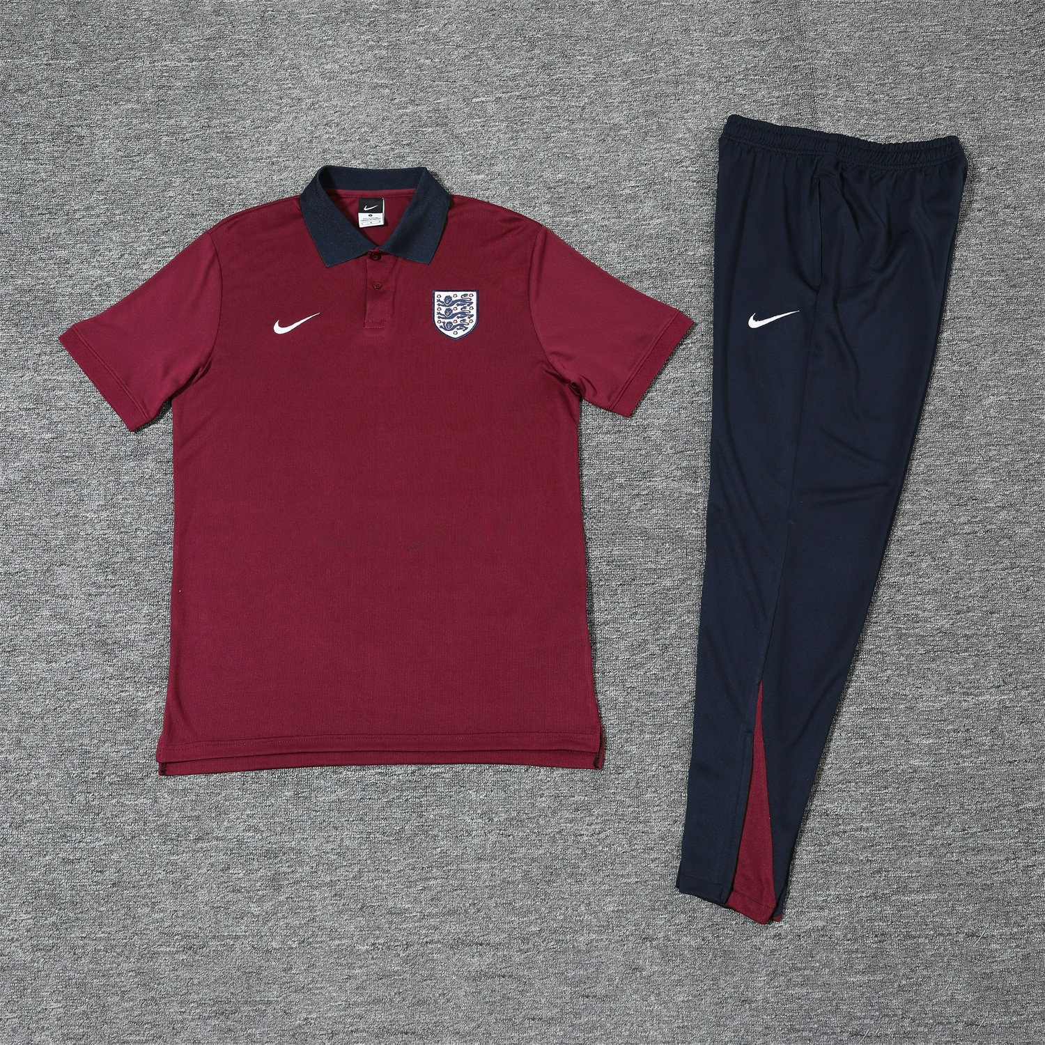 England 25-26 POLO Short-Sleeve Training Set - Red Top and Deep Blue Pants - ManixJersey