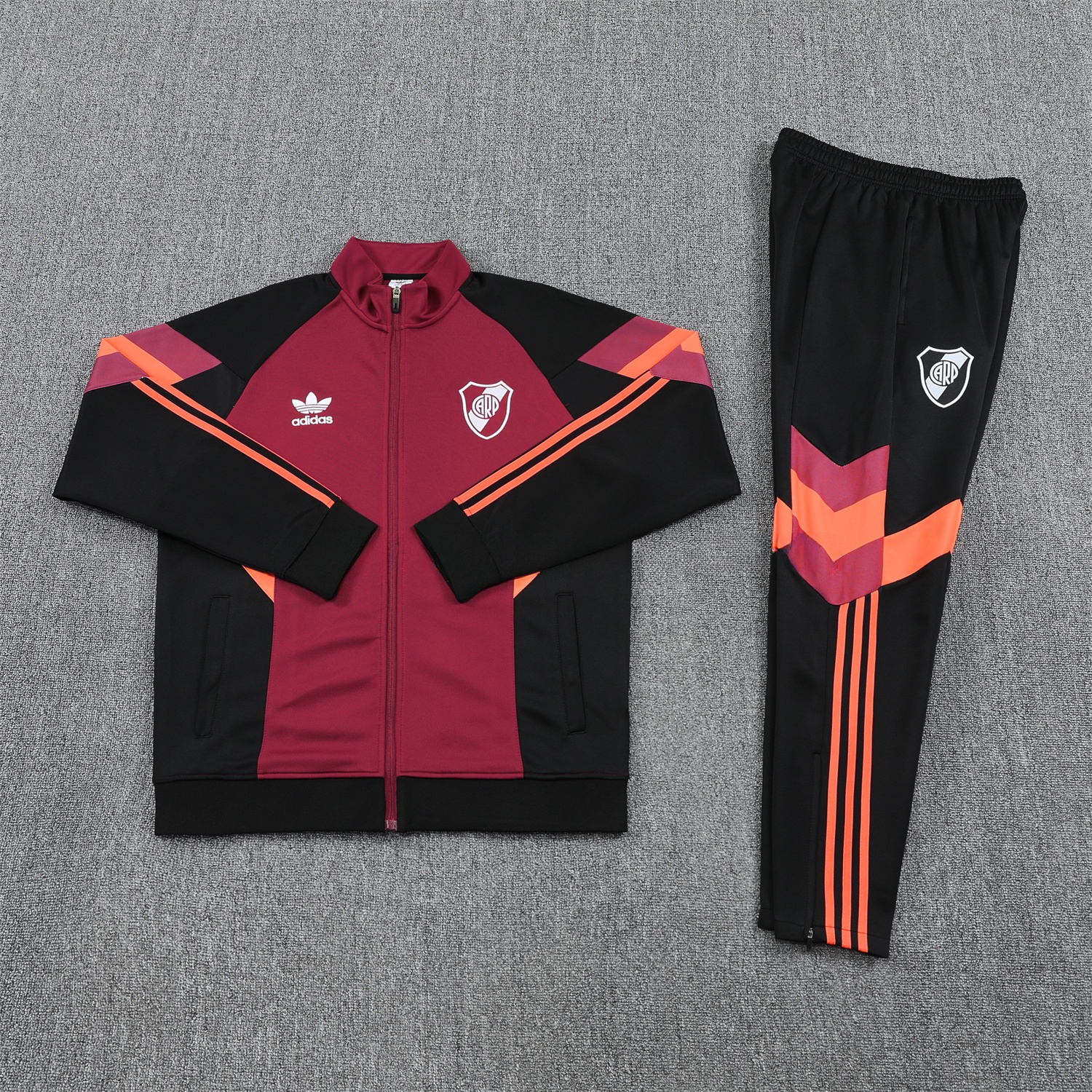 River Plate 25-26 Terrace Jacket Training Tracksuit - Deep Red Jackets & Black Pants - ManixJersey