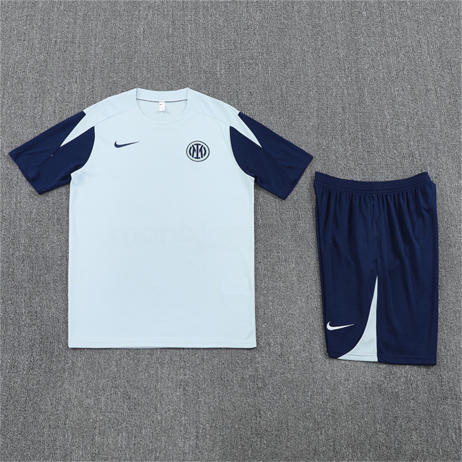 Inter Milan 25-26 Short-Sleeve Training Set - Light Grey Top & Blue Shorts - ManixJersey