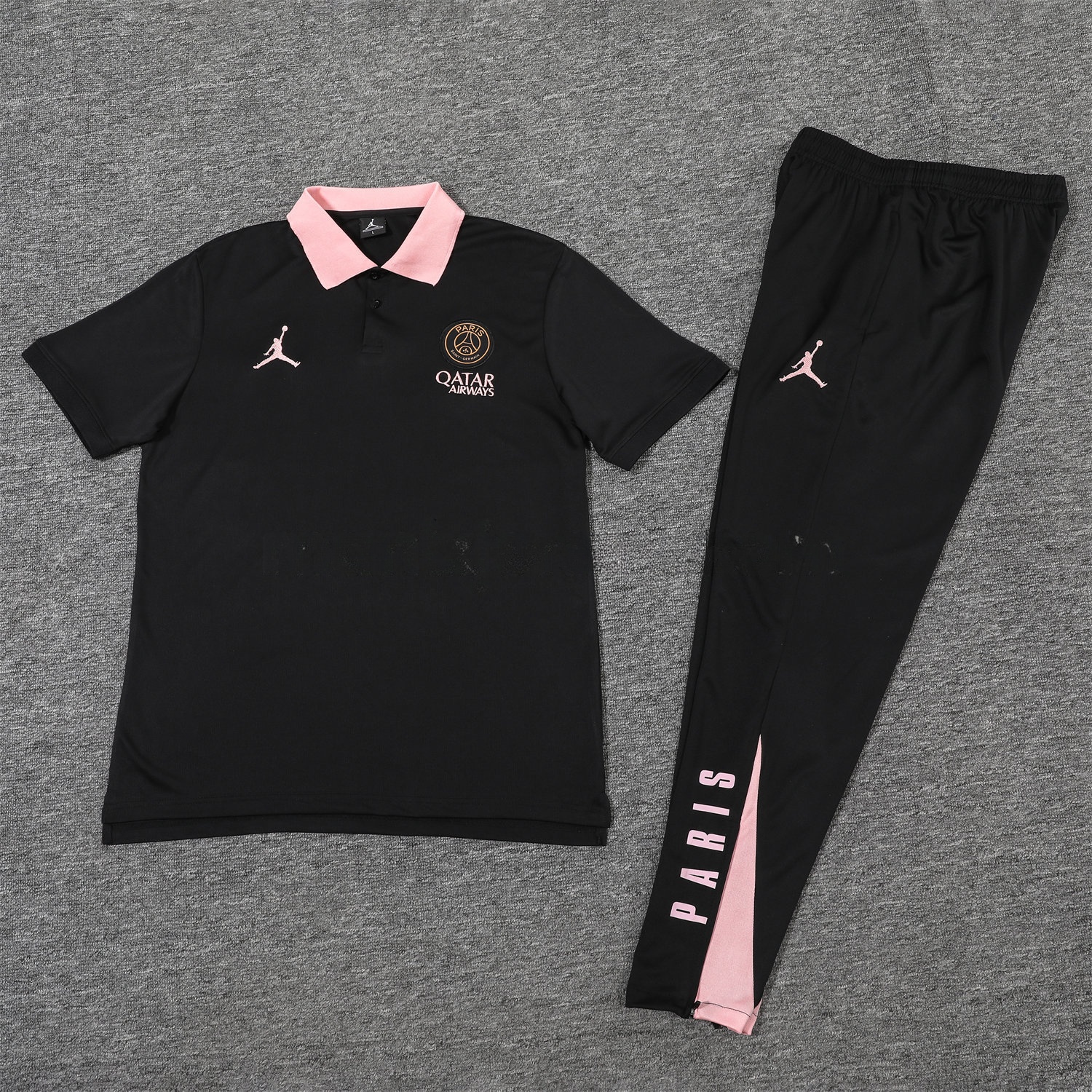 Paris Saint-Germain PSG 25-26 POLO Short-Sleeve Training Set - Black Top and Pants - ManixJersey