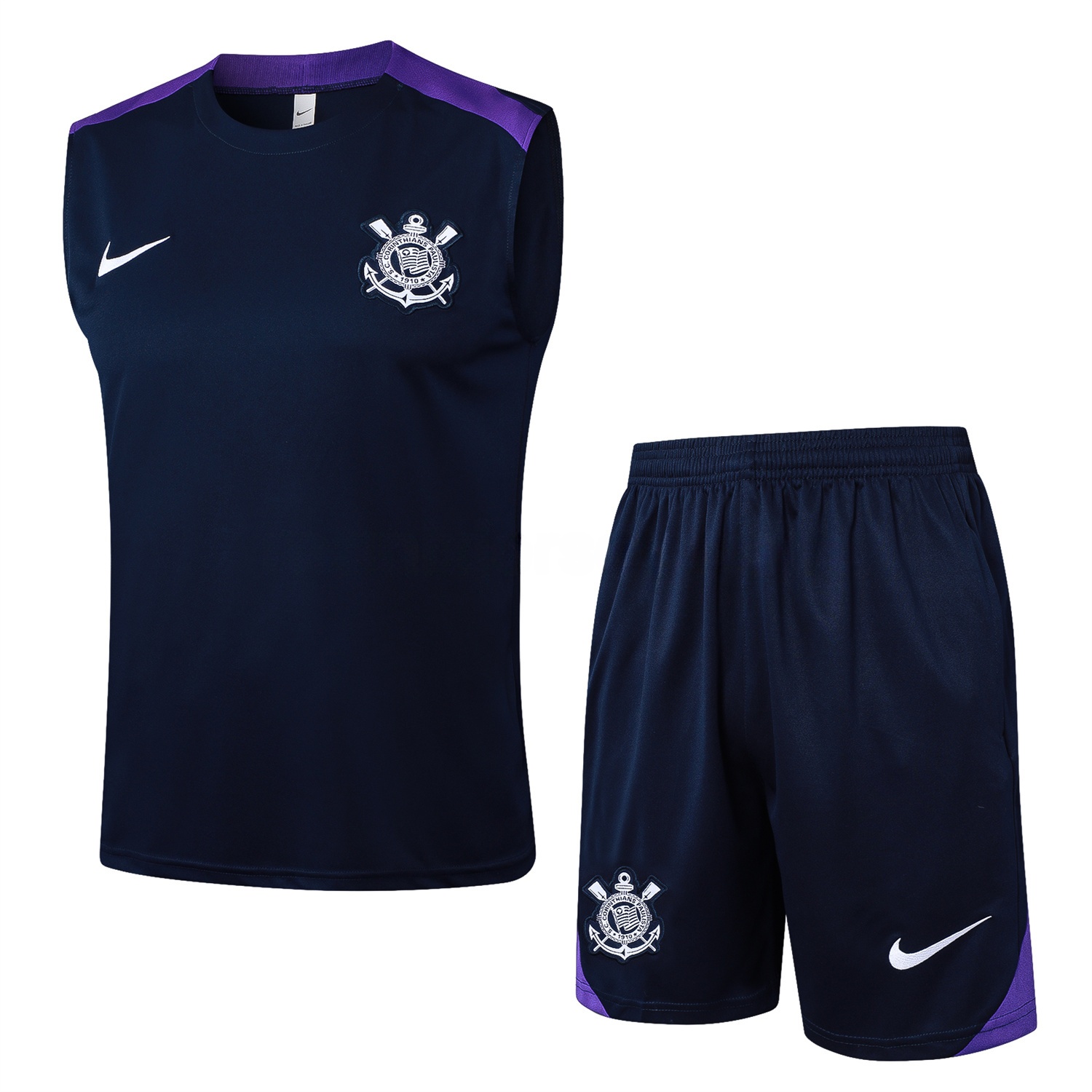 Corinthians 25-26 Vest Training Set - Deep Blue Black Vest and Shorts - ManixJersey