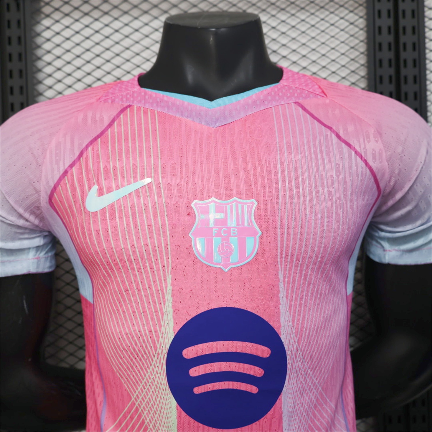 B.A.R.S.A 25-26 Pink and Light Blue Stripes Jersey - Player Version - ManixJersey
